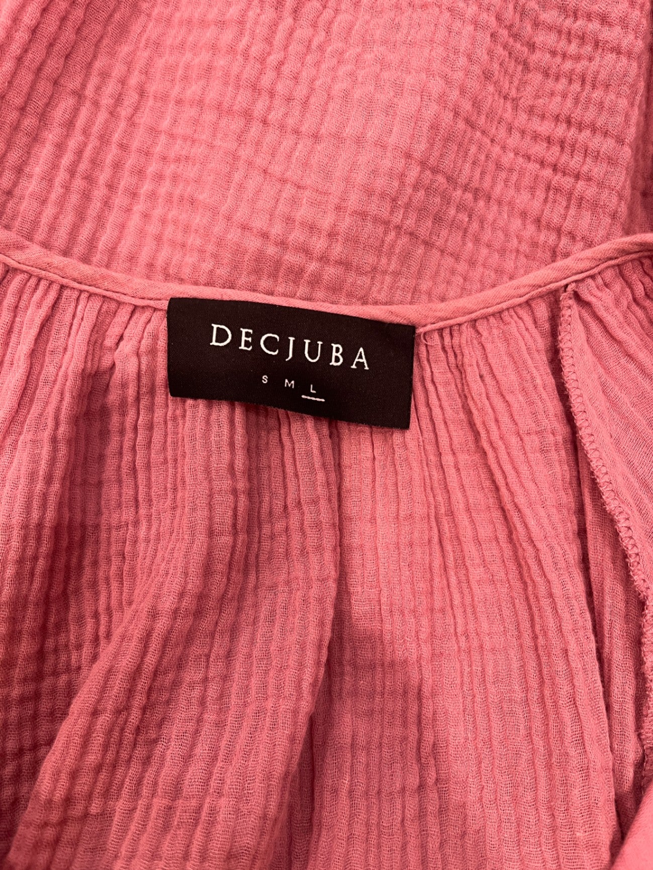 DECJUBA Pink Waffle Crinkle Top Size L – Relaxed Boho Fit