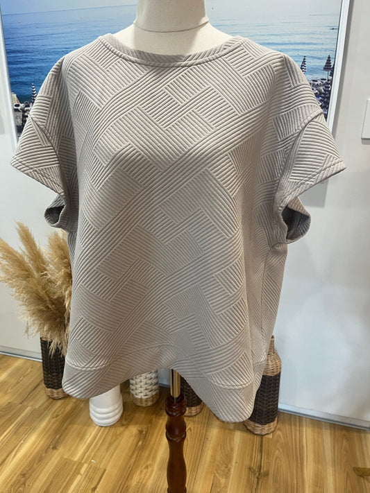 Seen and Be Seen Beige Top Size L – Cross Hatch Detail