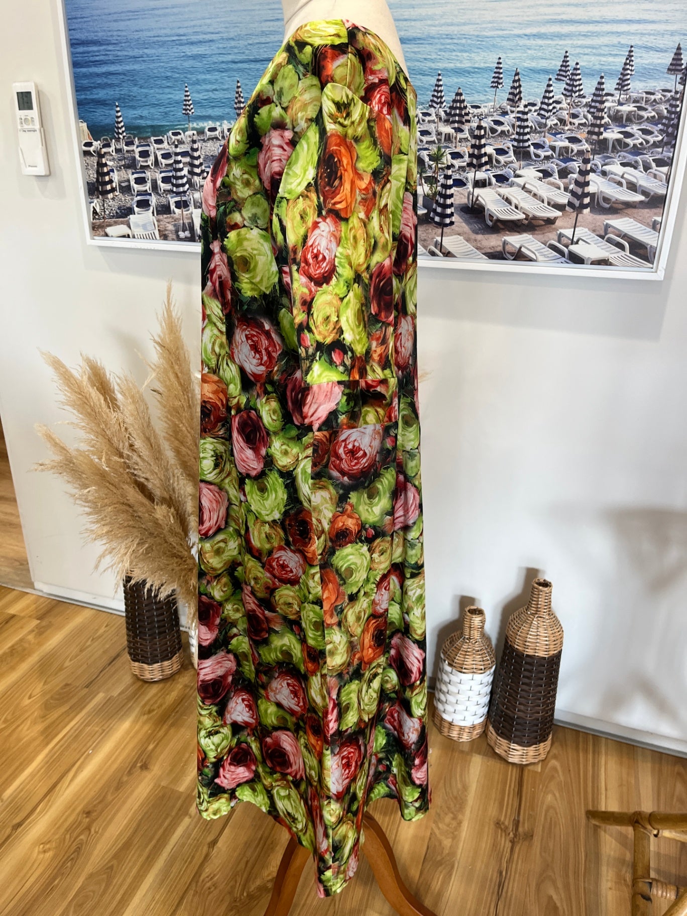 Poppies Collection Floral Rose A-Line Midi Dress Size 20