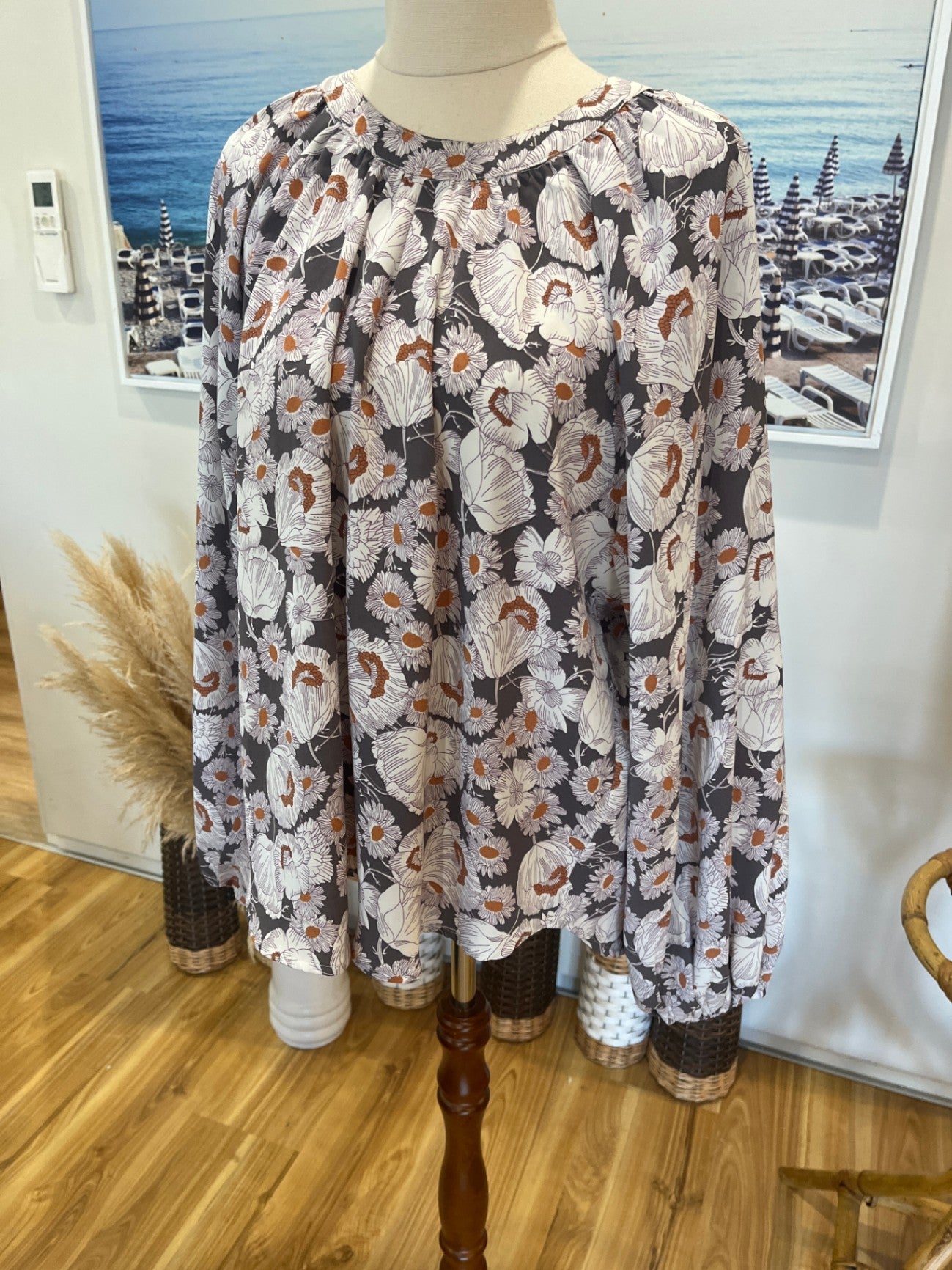 Leila + Luca Flowy High-Low Blouse Size 10 | Elasticated Cuff Sleeves