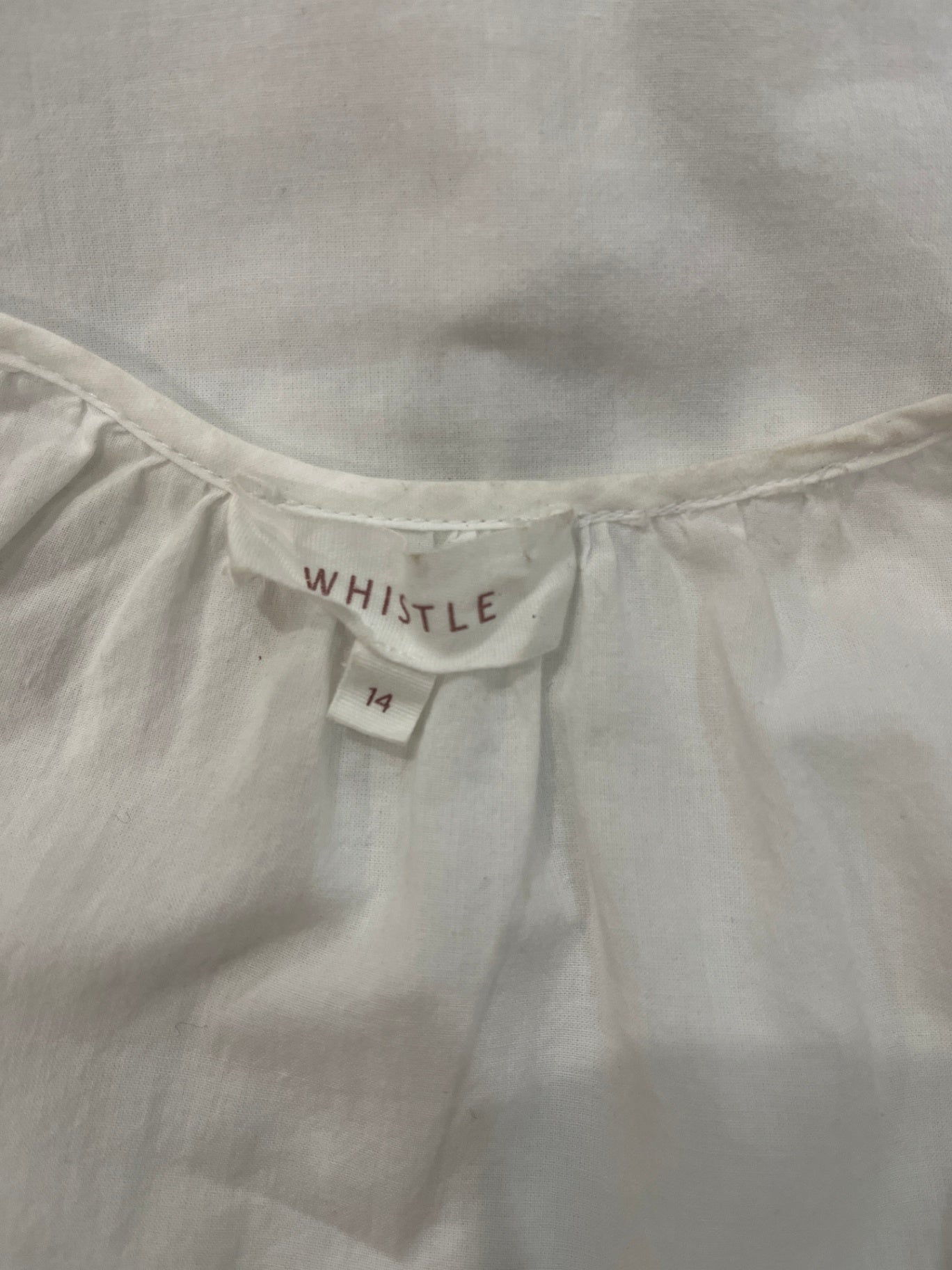 Whistle White Broderie Boho Blouse Size 14 | Elasticated Cuff Sleeves