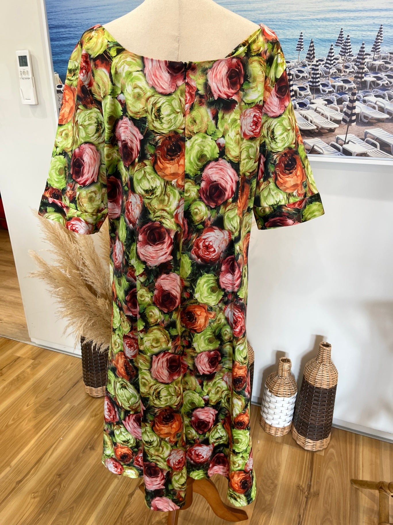 Poppies Collection Floral Rose A-Line Midi Dress Size 20