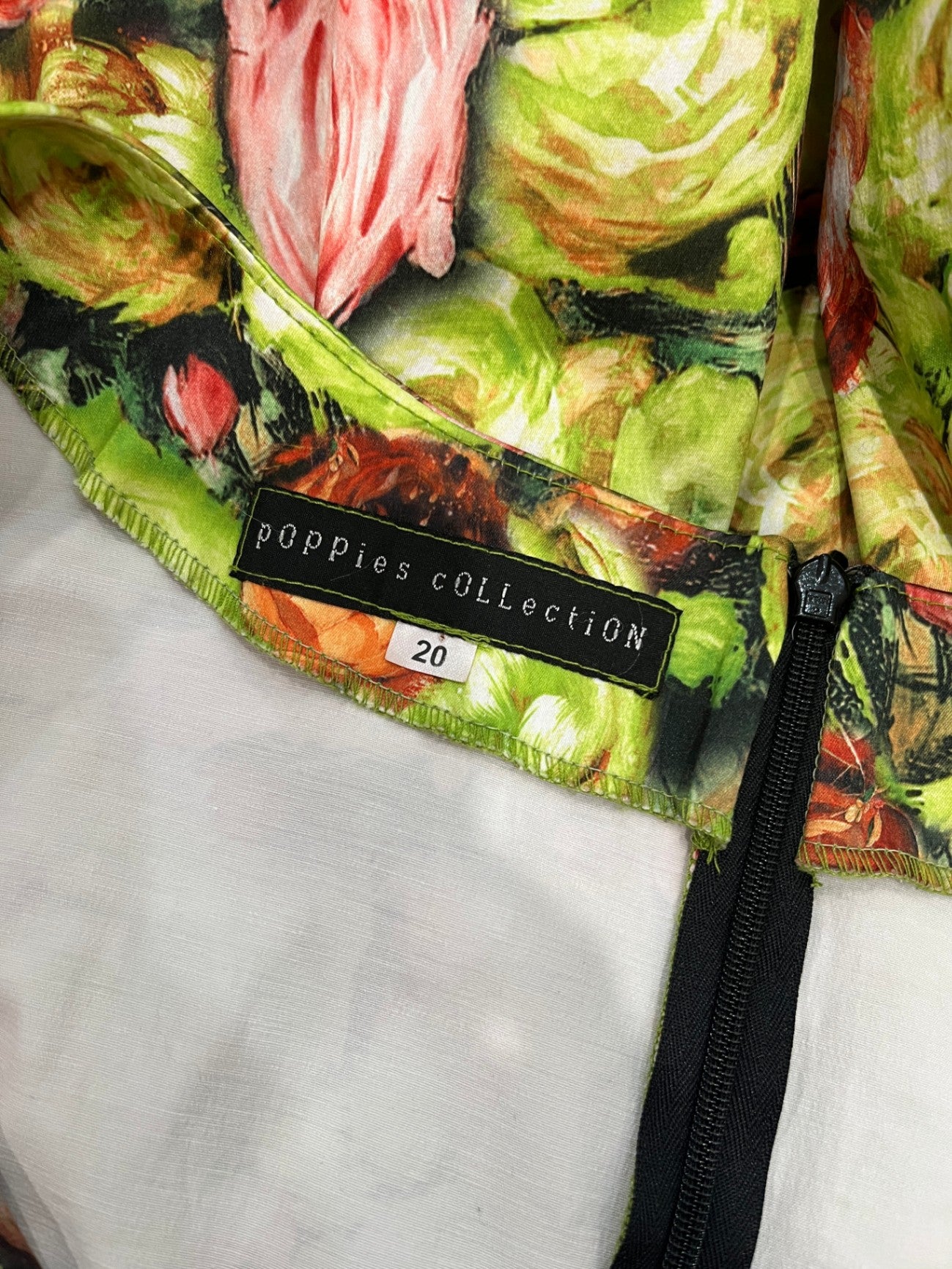 Poppies Collection Floral Rose A-Line Midi Dress Size 20