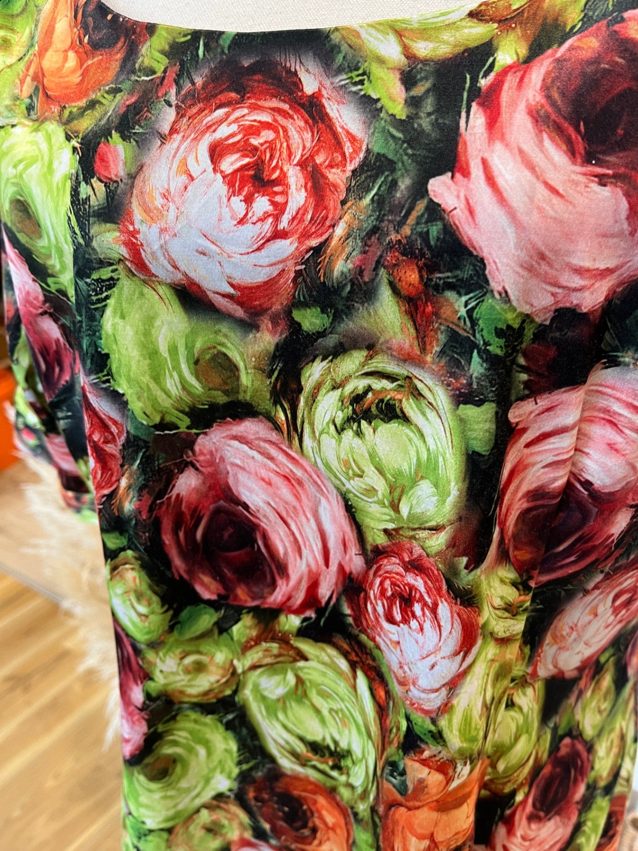Poppies Collection Floral Rose A-Line Midi Dress Size 20