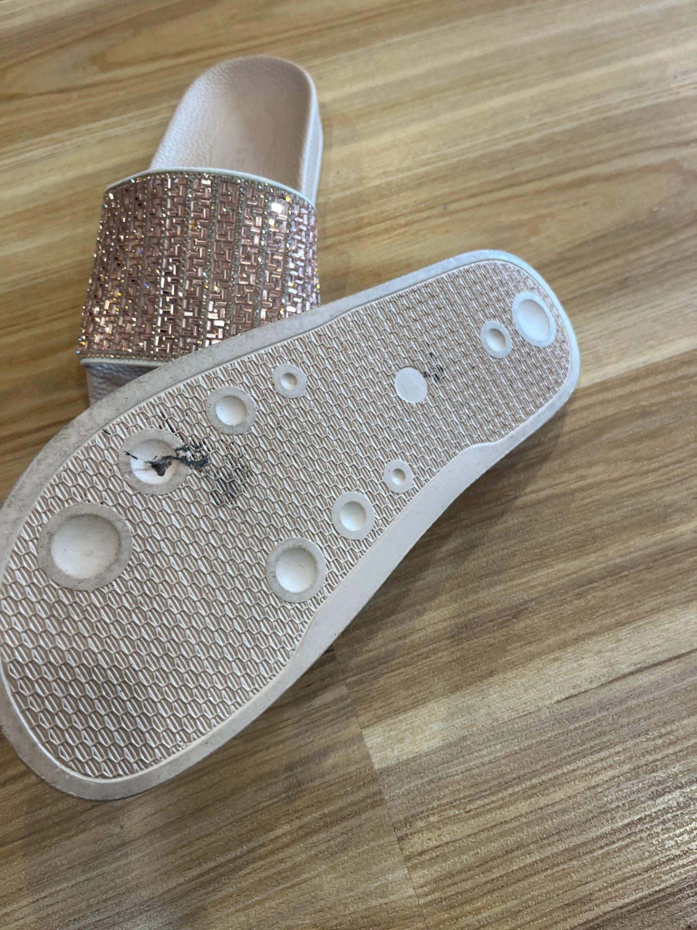 Alfie & Evie Blush Bling Slides — Size 38
