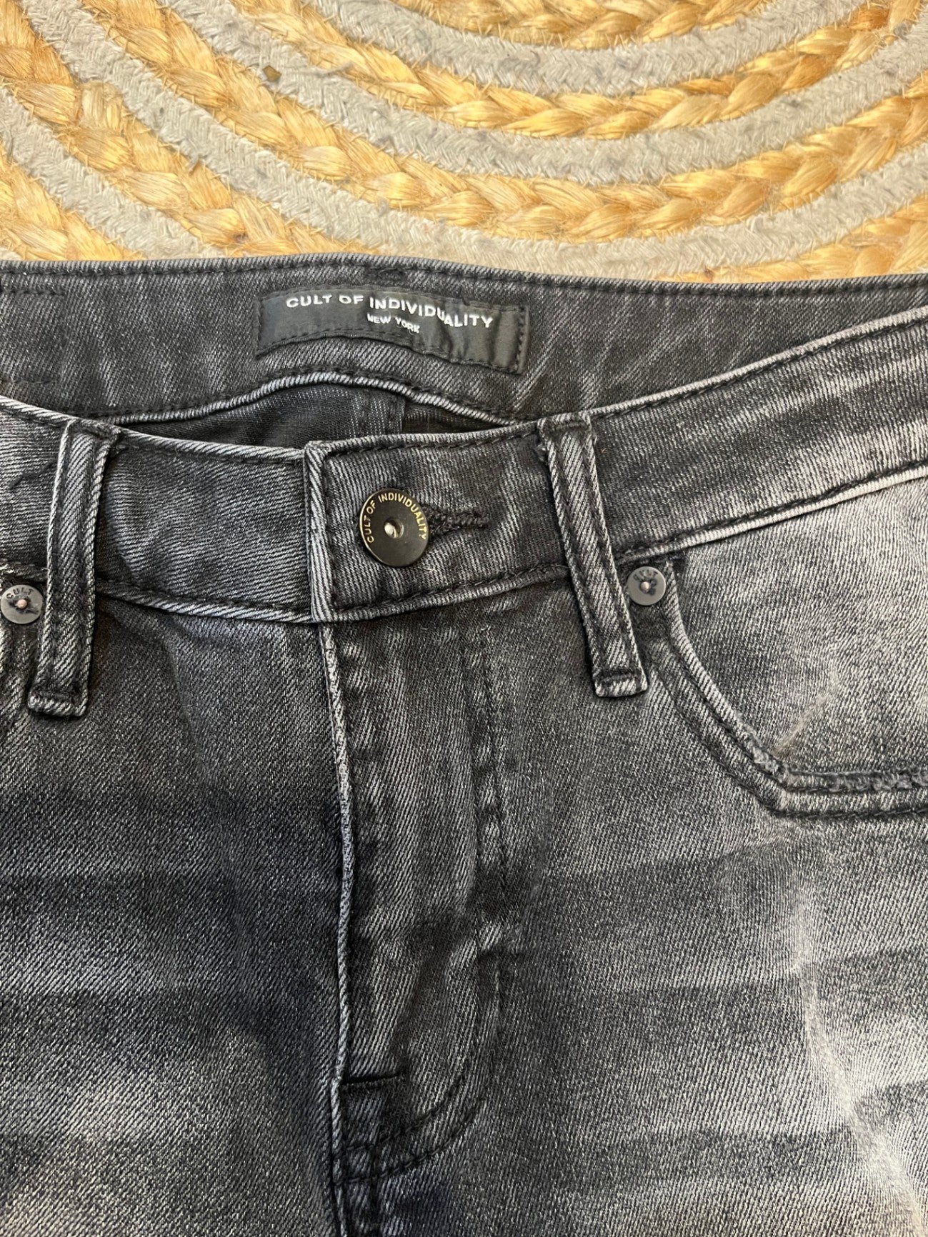 Cult of Individuality Alter Ego Boyfriend Jeans — Distressed Grey, Size 25