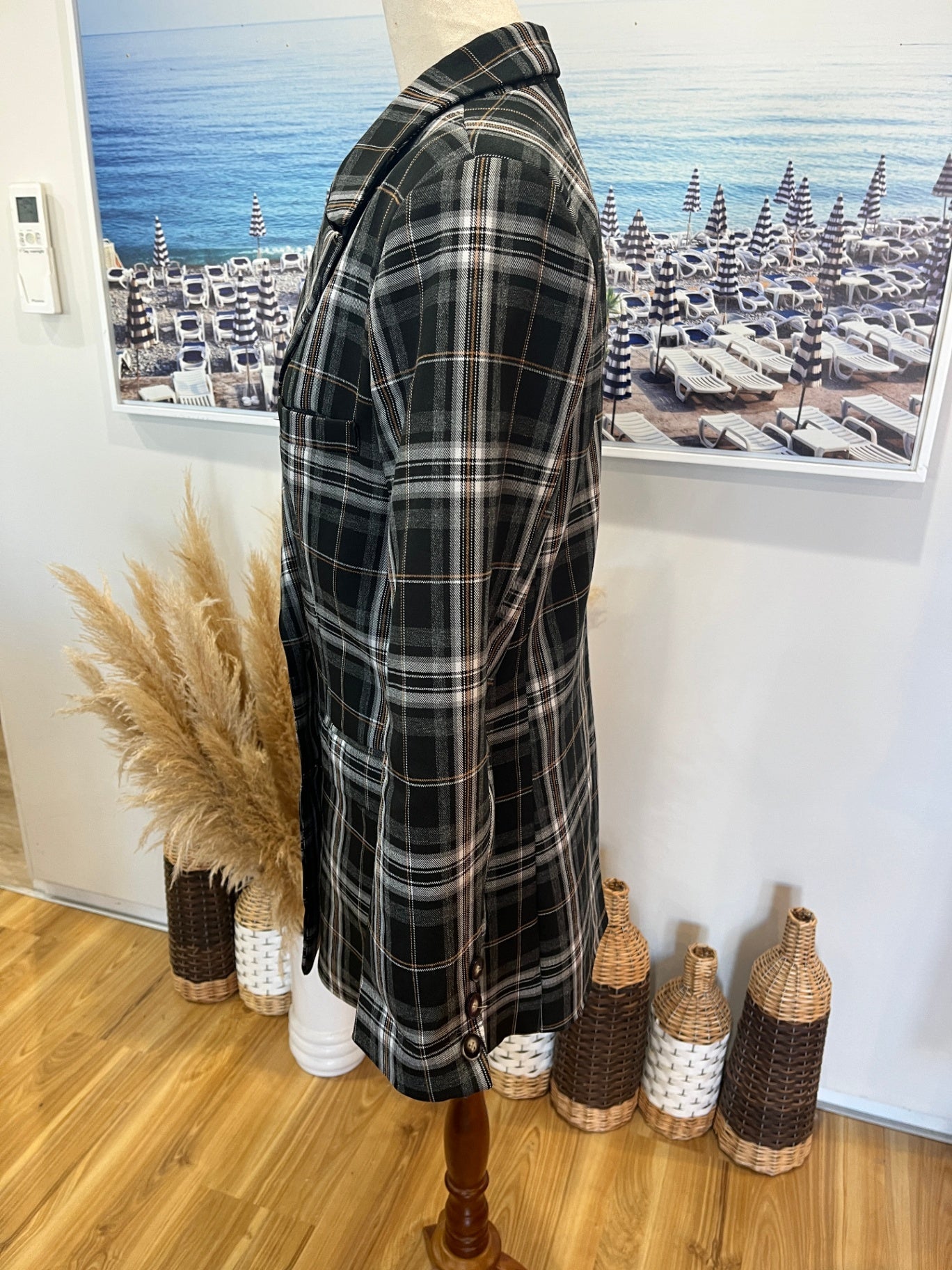 Drama the Label Black Tartan Blazer — Double-Breasted, Size 10