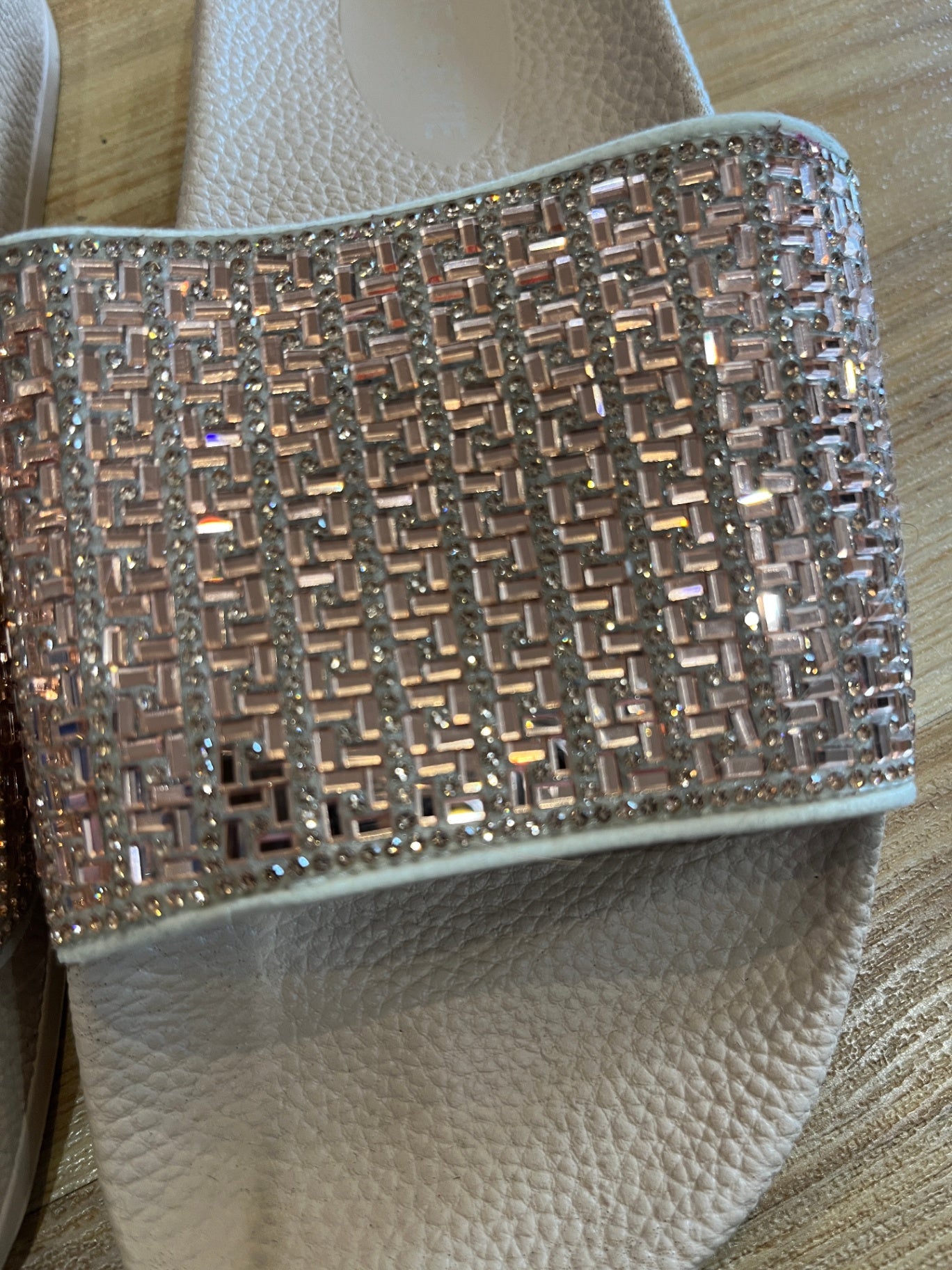 Alfie & Evie Blush Bling Slides — Size 38