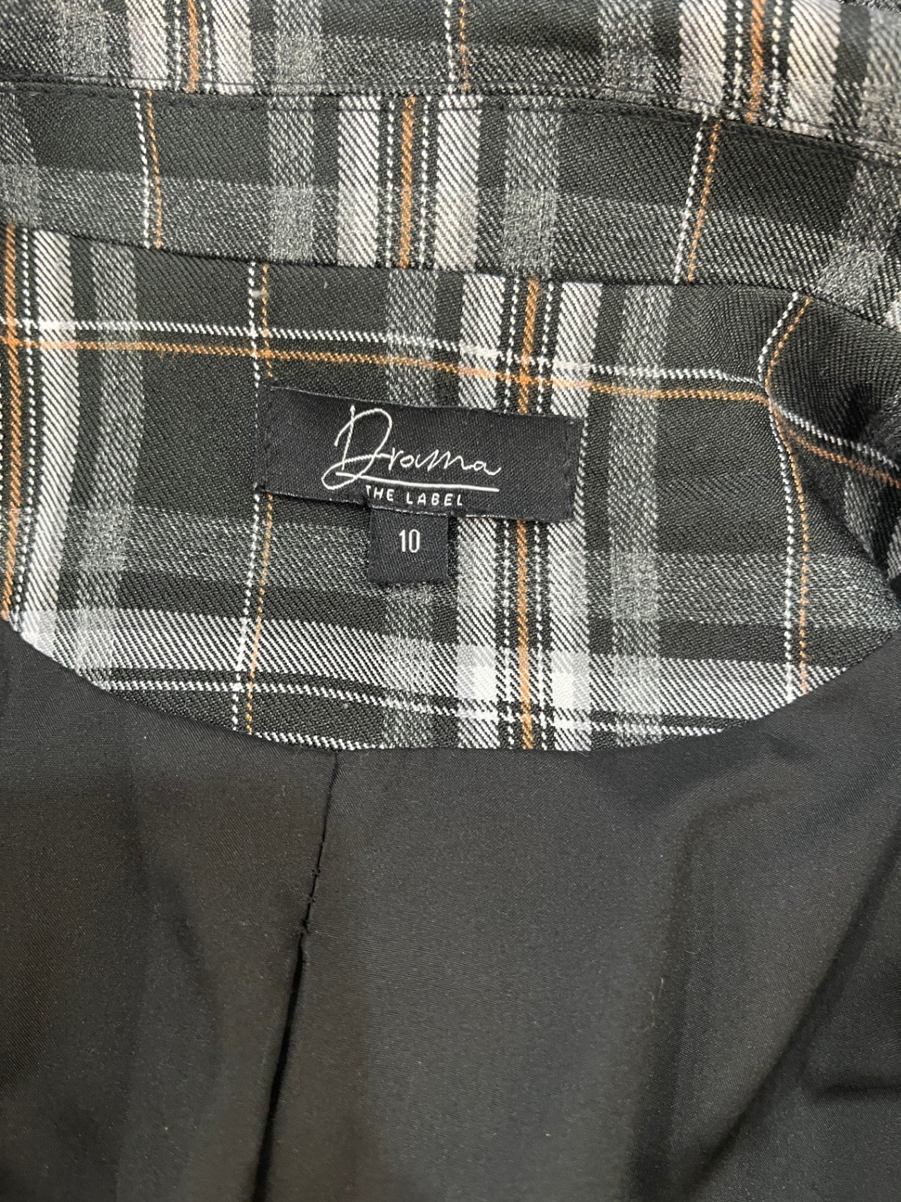 Drama the Label Black Tartan Blazer — Double-Breasted, Size 10