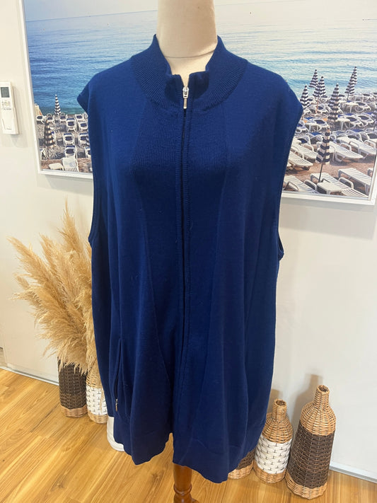 Long Island Vest — Blue Zip-Up with Pockets, XL