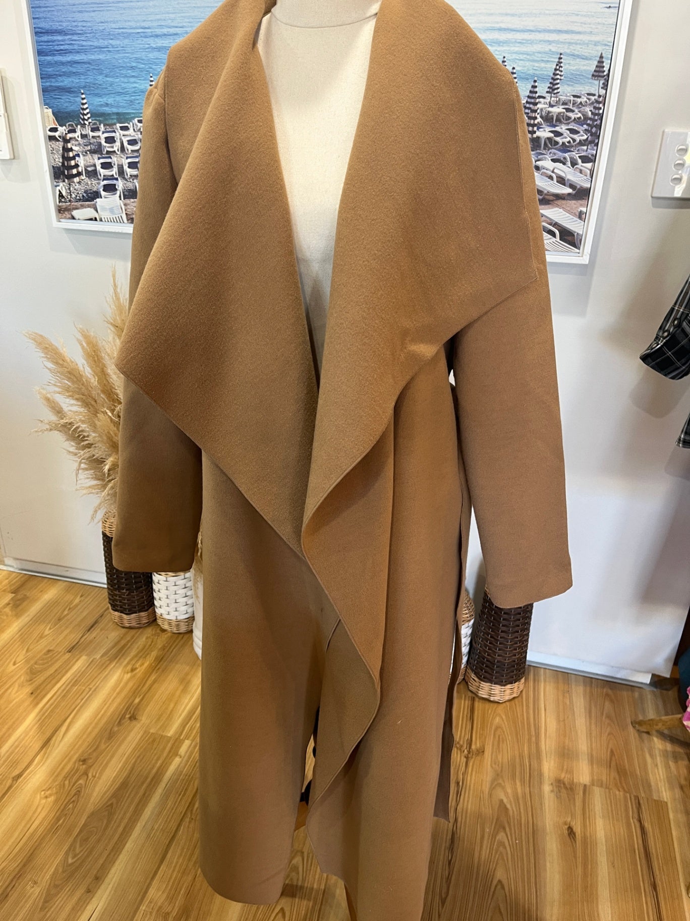 Glassons Light Brown Waterfall Coat — Belted, Size M