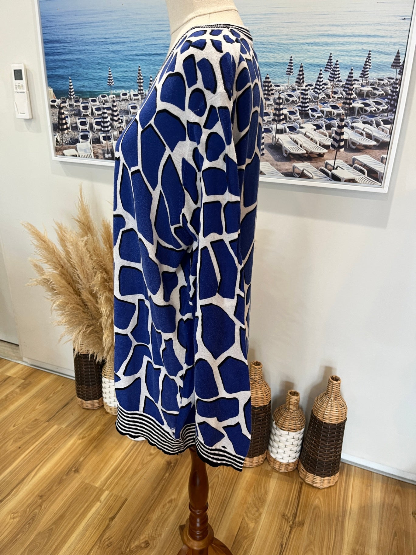 Foil Stone Print Jersey — Lightweight Blue, Black & White, XXL