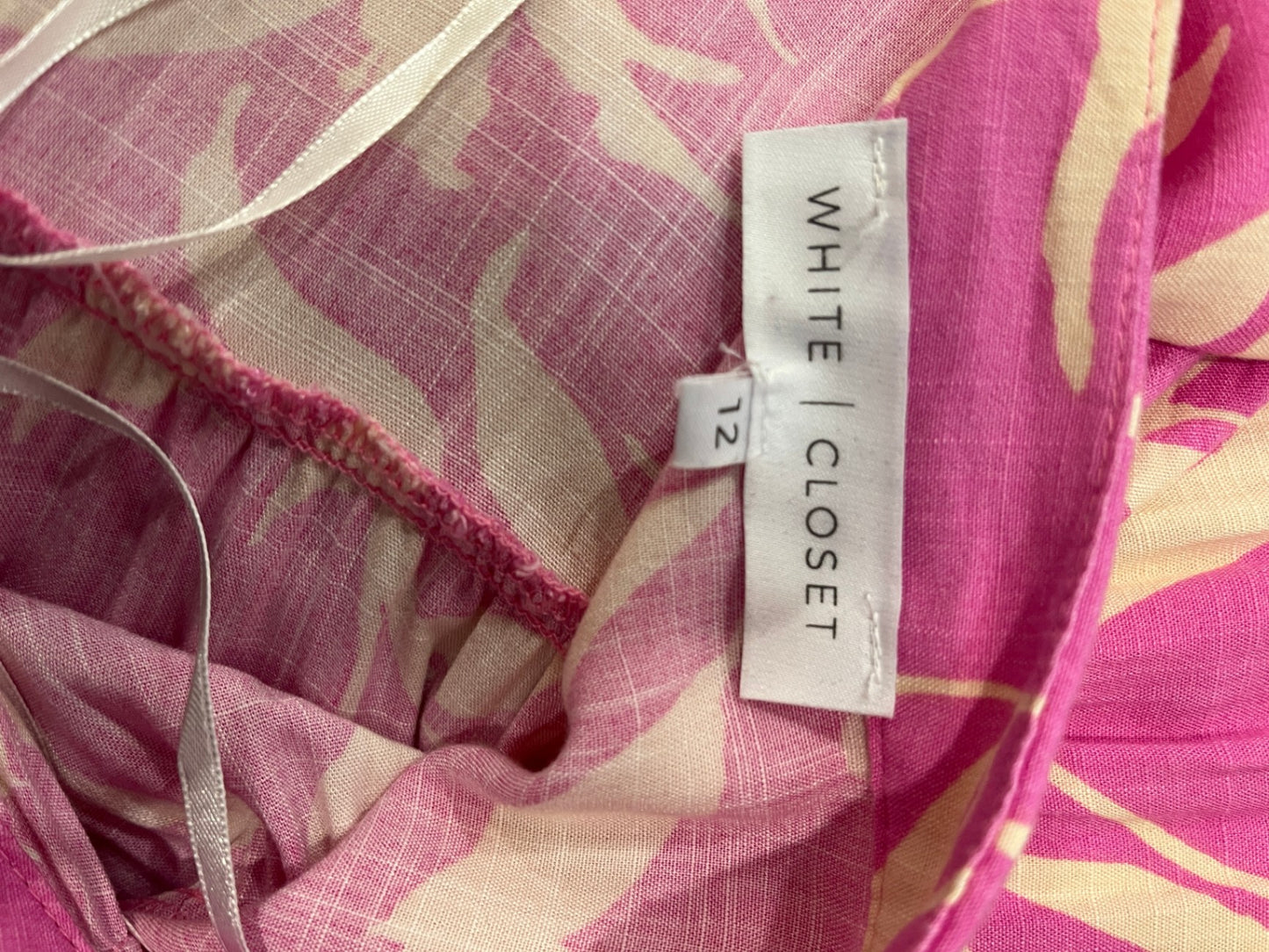 WHITE | CLOSSET Pink & Cream Tiered Dress — Long Sleeve Button-Up, Size 12