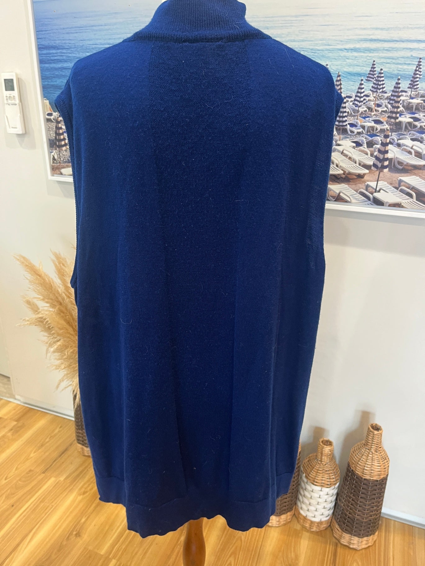 Long Island Vest — Blue Zip-Up with Pockets, XL