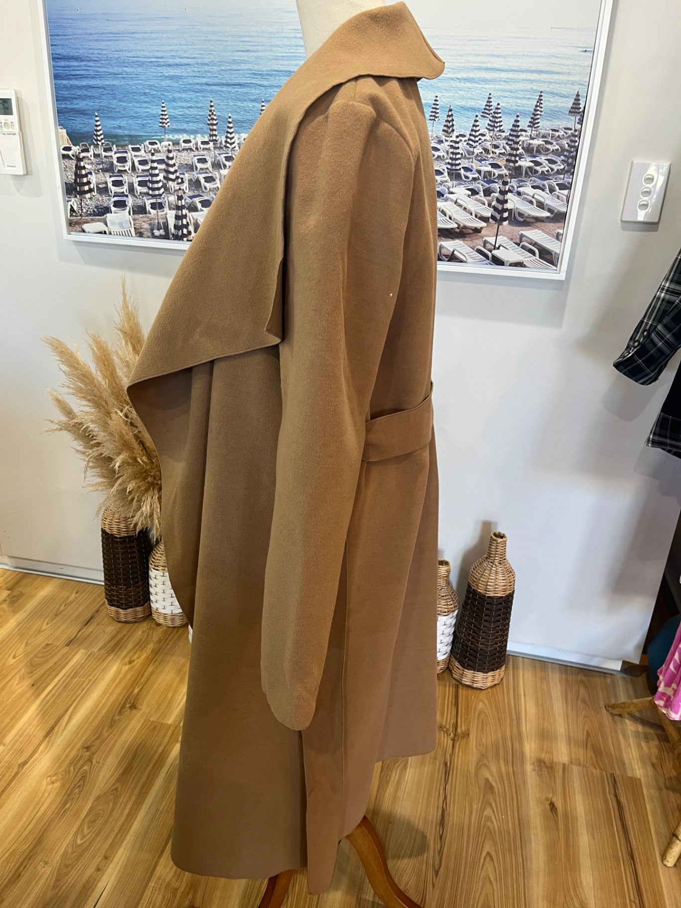 Glassons Light Brown Waterfall Coat — Belted, Size M