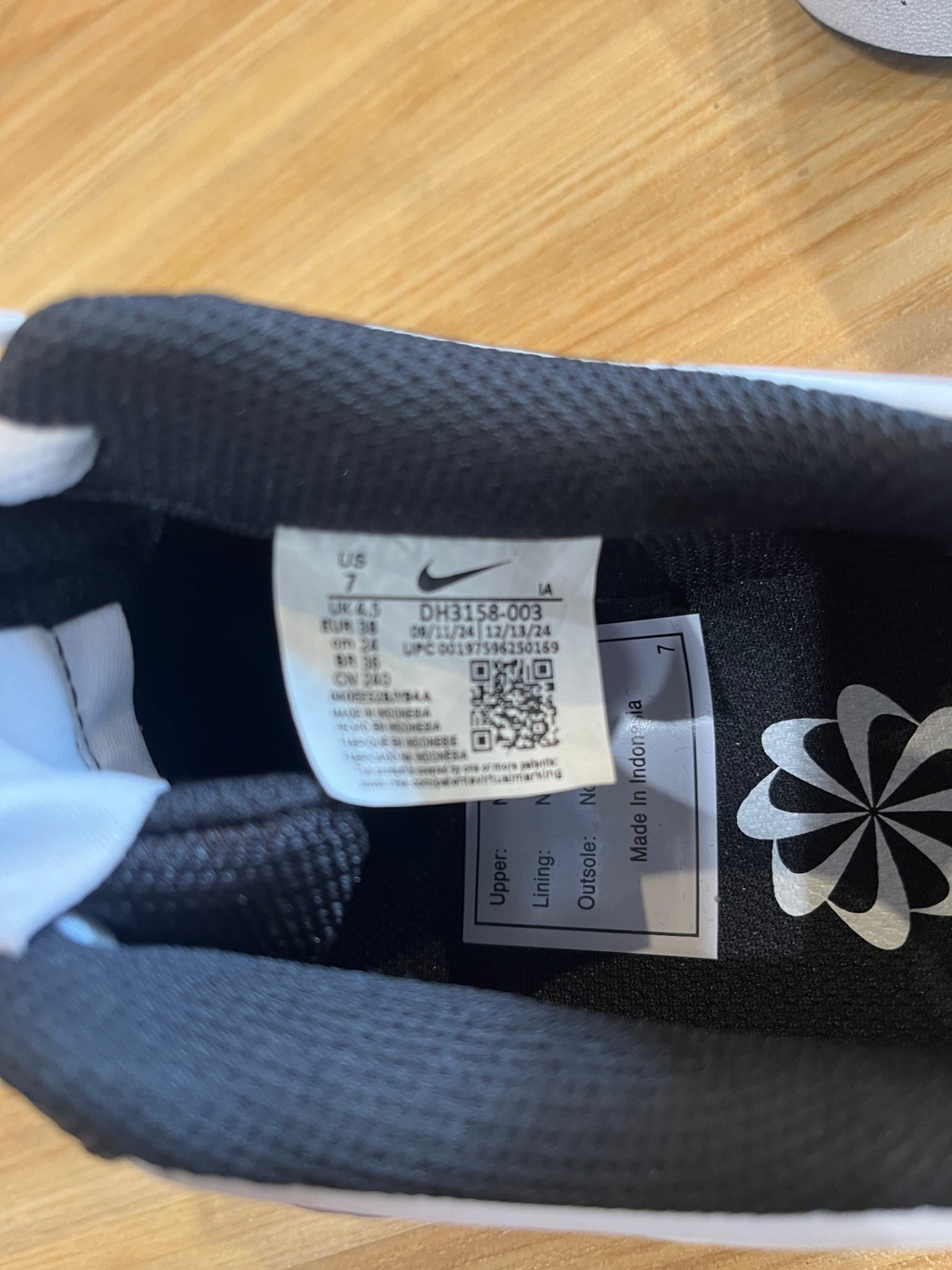 Nike Court Vision Sneakers — Black & White, Size 38
