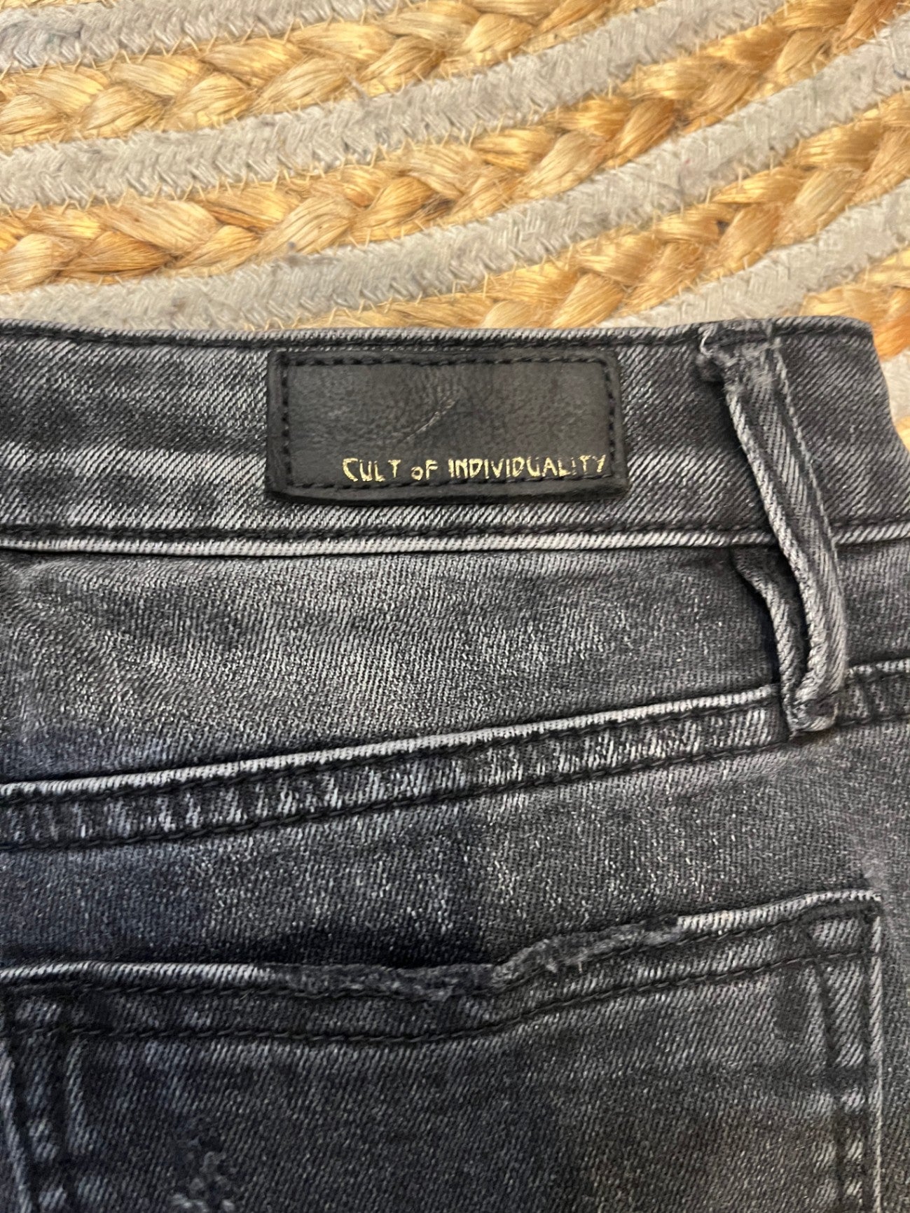 Cult of Individuality Alter Ego Boyfriend Jeans — Distressed Grey, Size 25