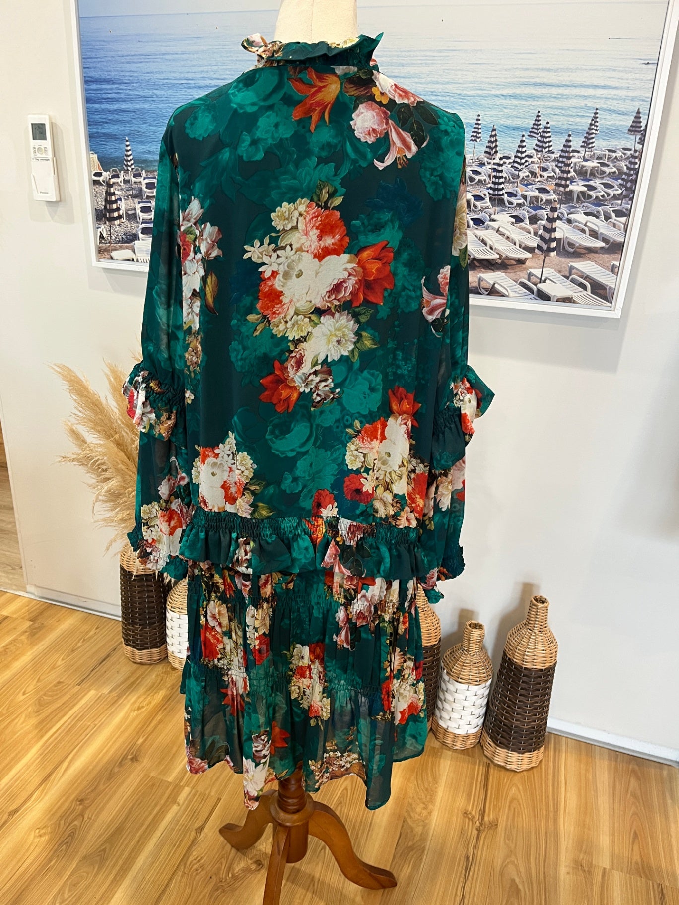 Augustine Layer Dress — Blooming in Green Size S