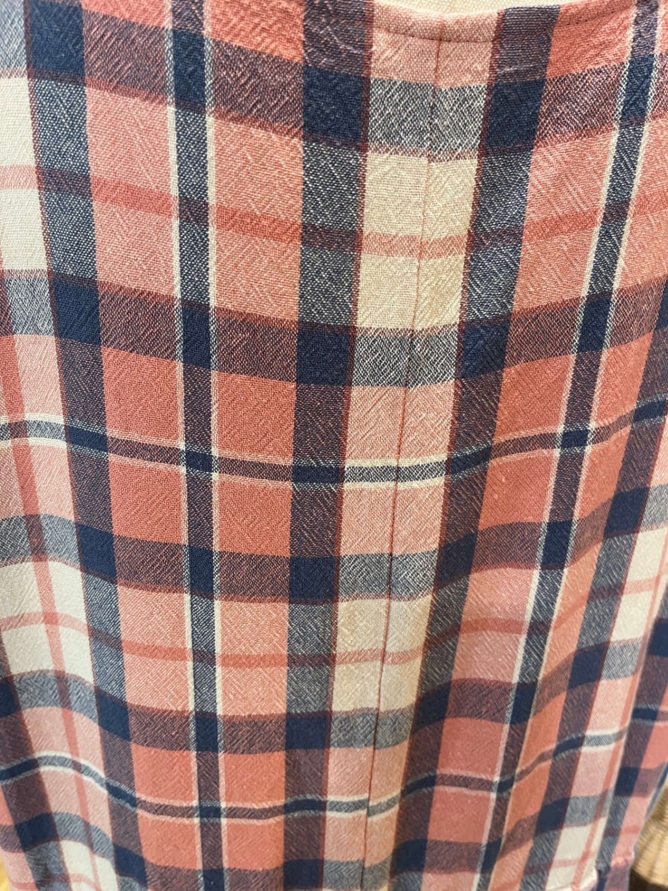 Spirit Plaid Dress — Short Sleeve V-Neck Tie Waist, Size 18