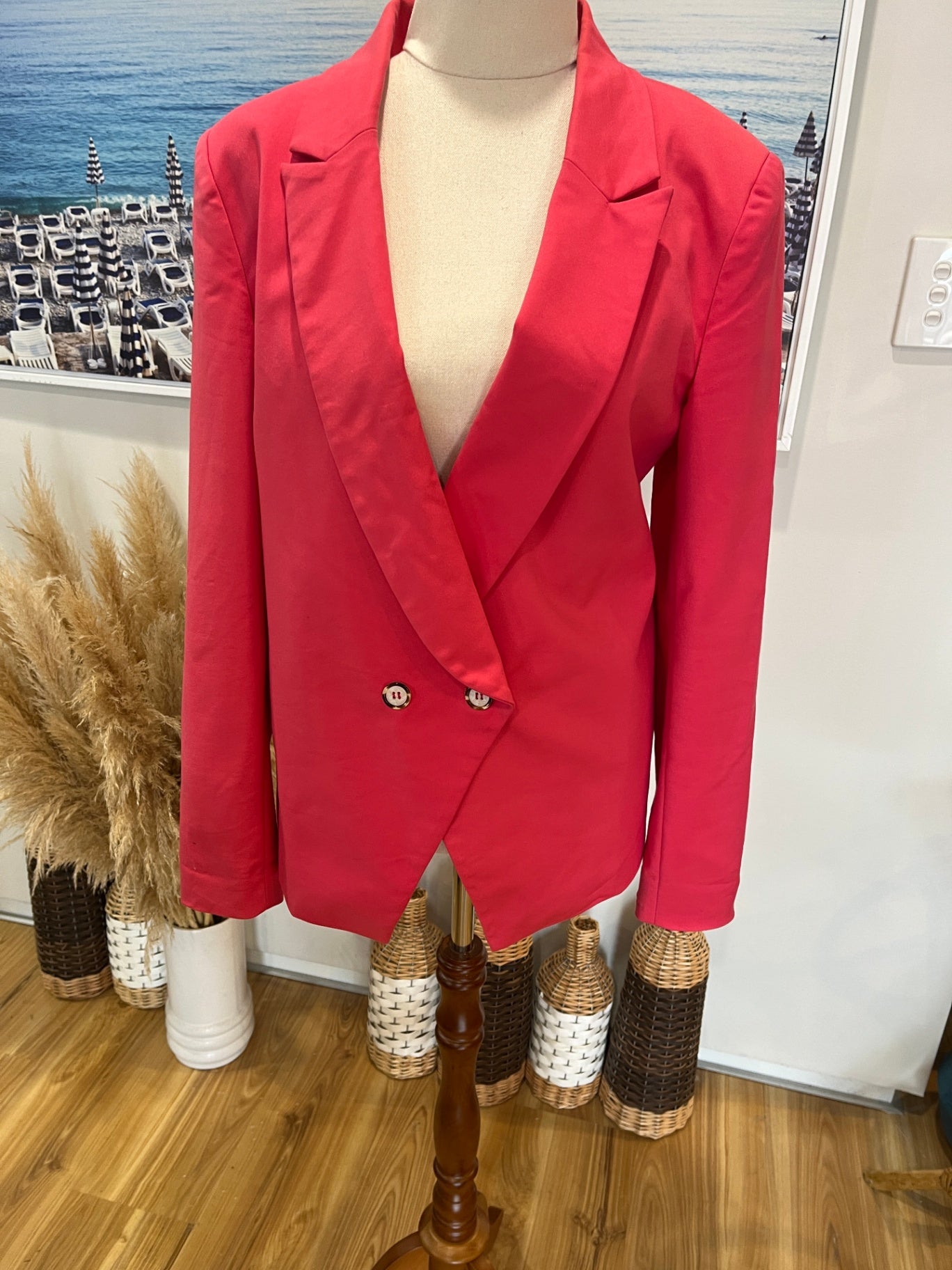 Drama the Label Blazer — Redish Pink, Fully Lined, Size 10