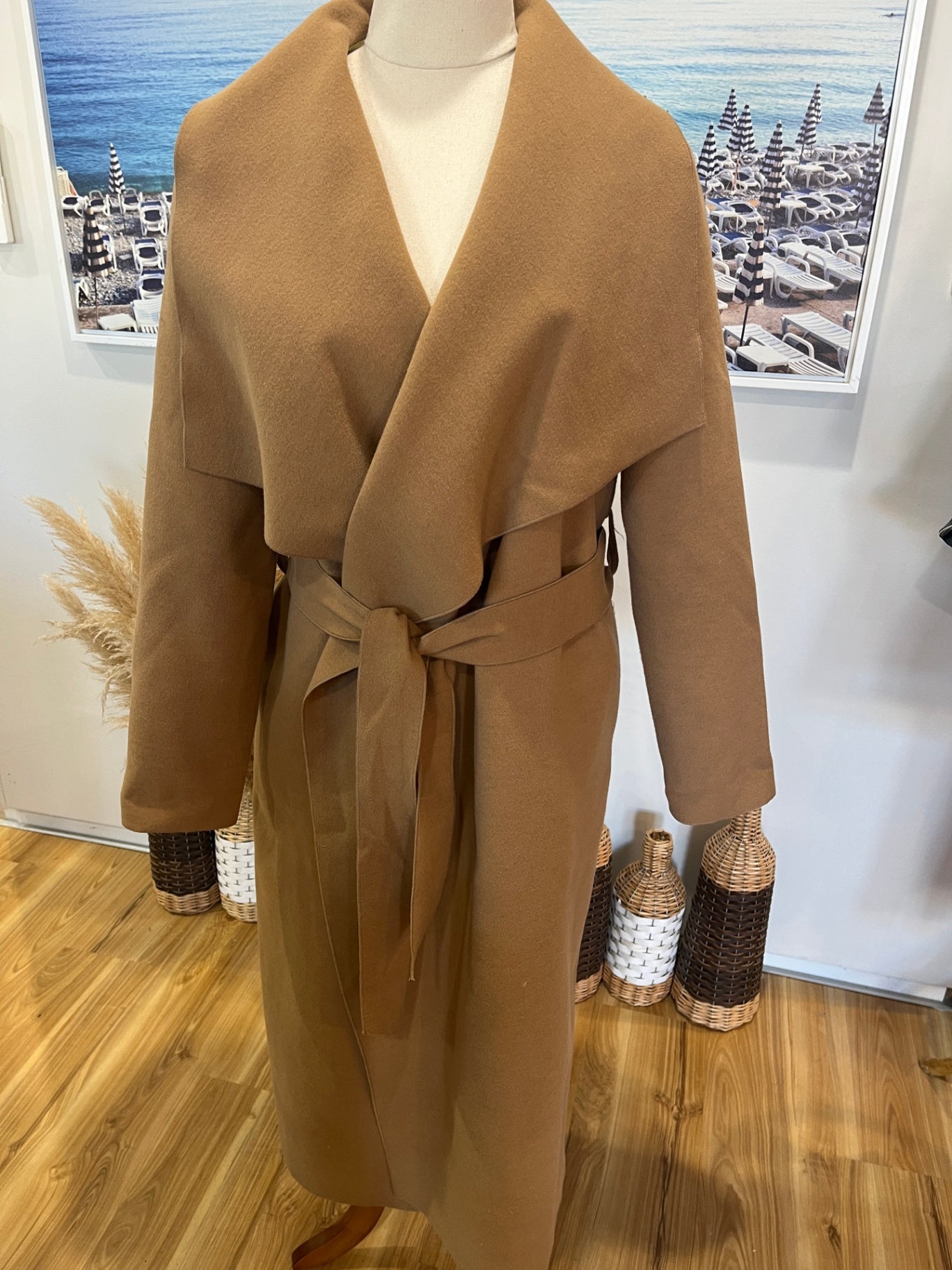Glassons Light Brown Waterfall Coat — Belted, Size M