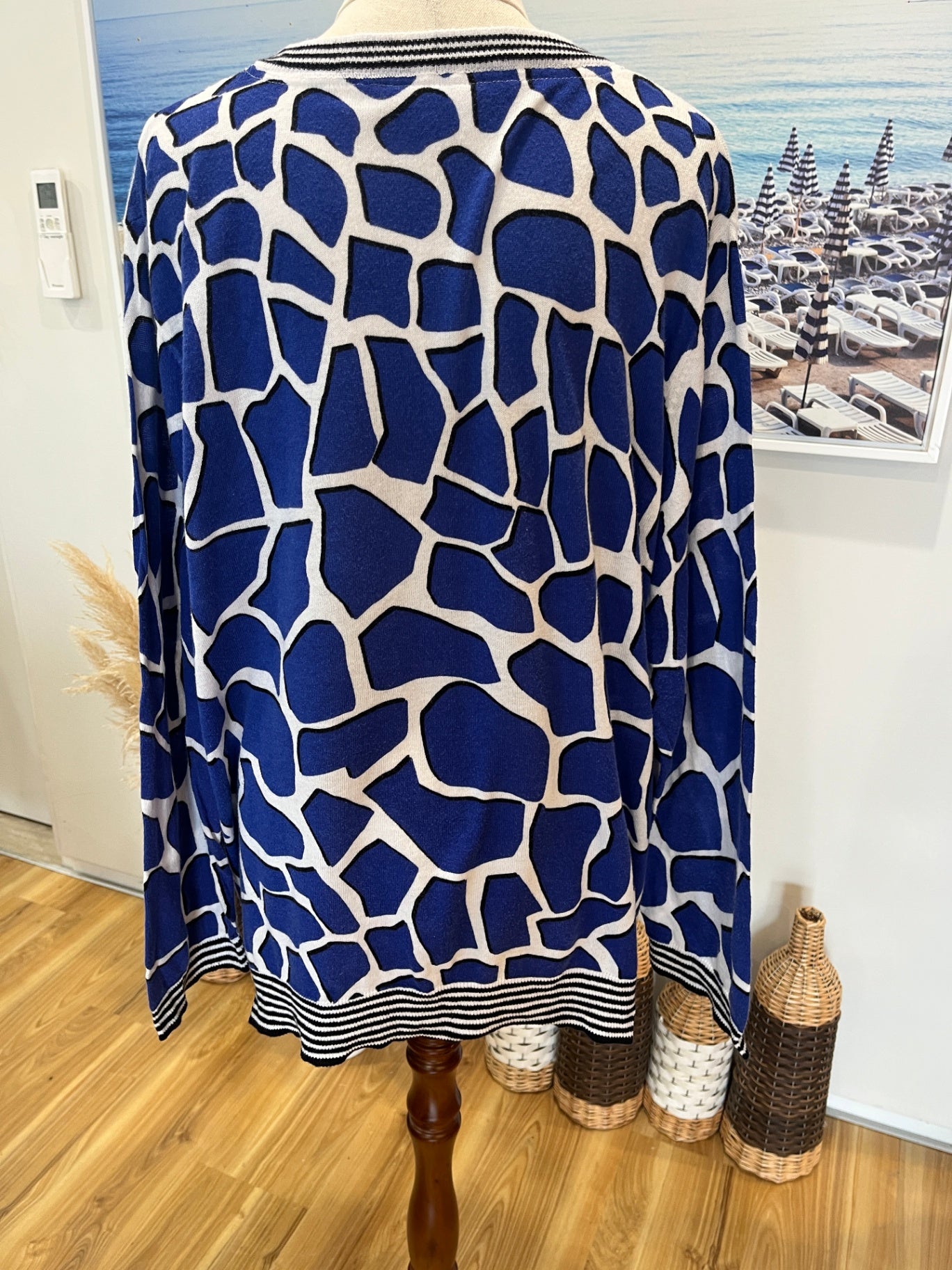 Foil Stone Print Jersey — Lightweight Blue, Black & White, XXL