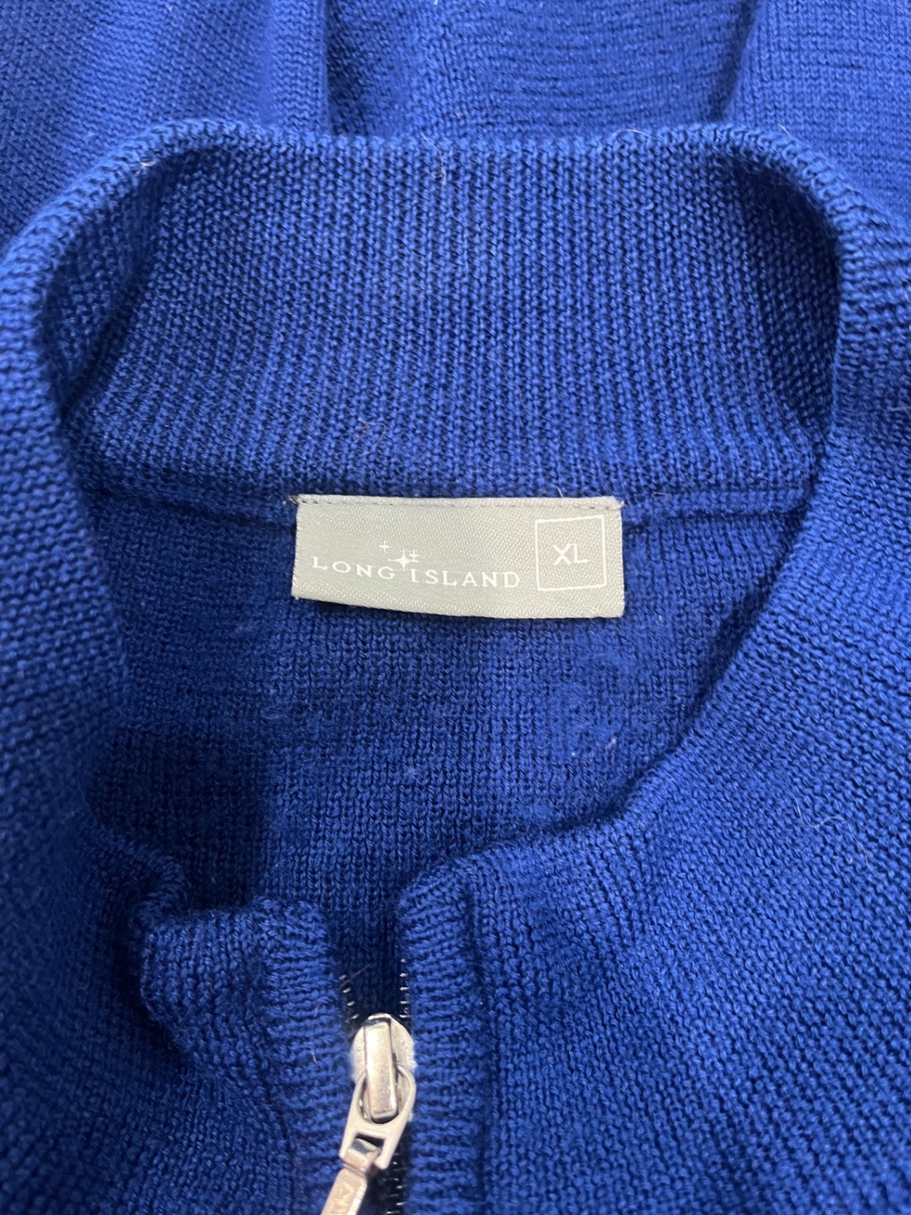 Long Island Vest — Blue Zip-Up with Pockets, XL