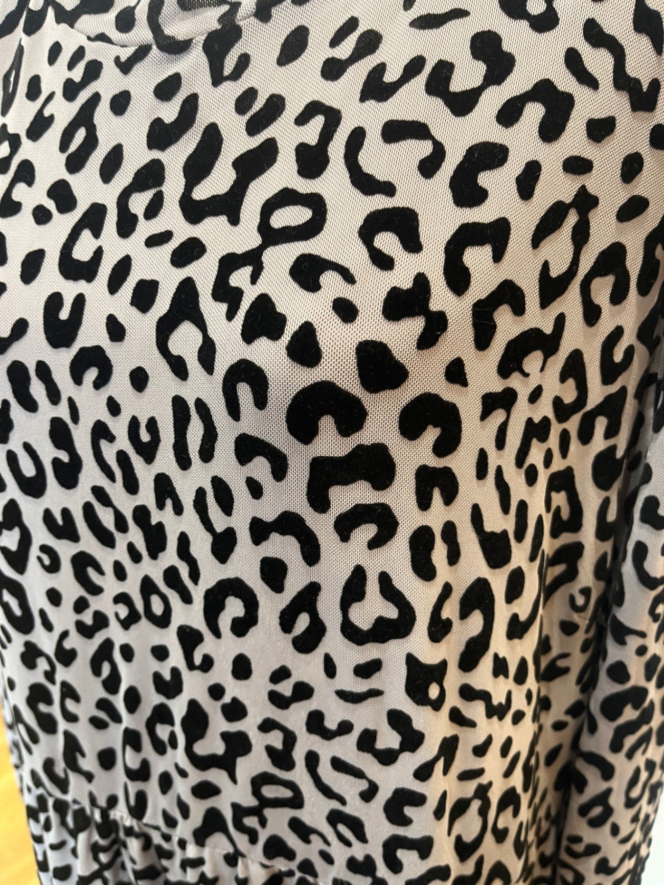 FOIL Black & Grey Animal Print Dress | Size Large | Long Sleeve Tiered Layered Style