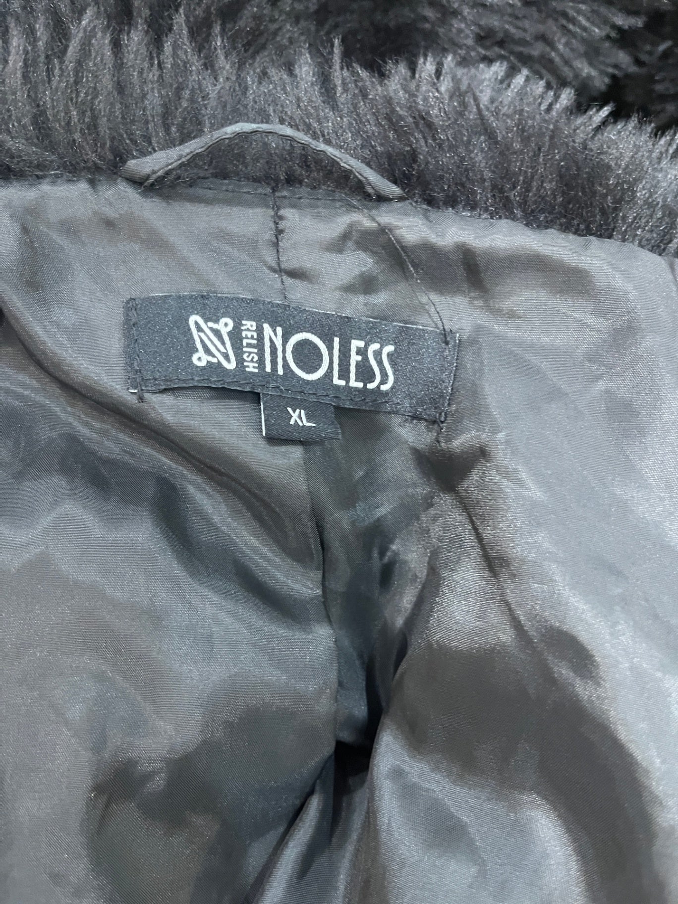 Relish No Less Black Faux Fur Cropped Jacket – XL