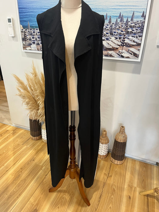 Zambelli Longline Collared Vest Dress, Tie Belt | Size 10