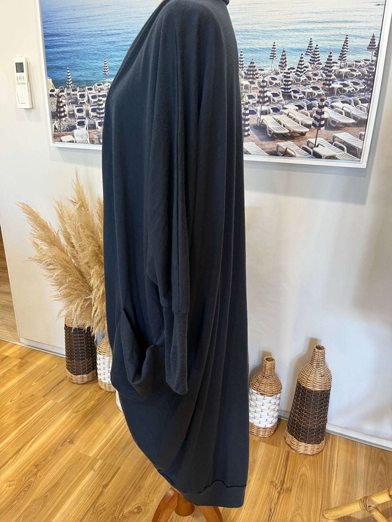 The Carpenter’s Daughter NZ Made Merino Cardigan | Mid-Blue Batwing Style | XS