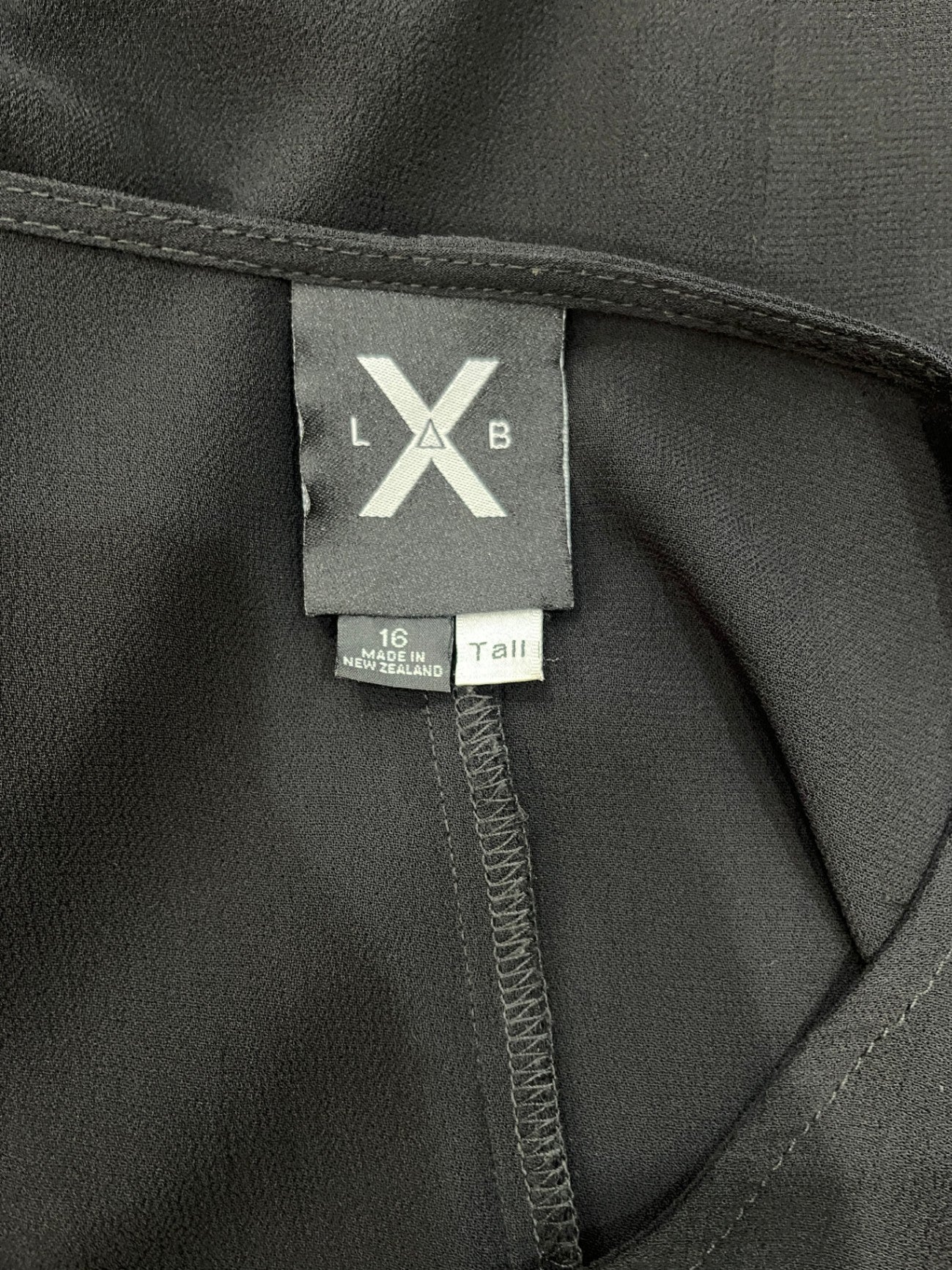 XLAB Made in NZ Black Tunic — Size 16, Round Neck