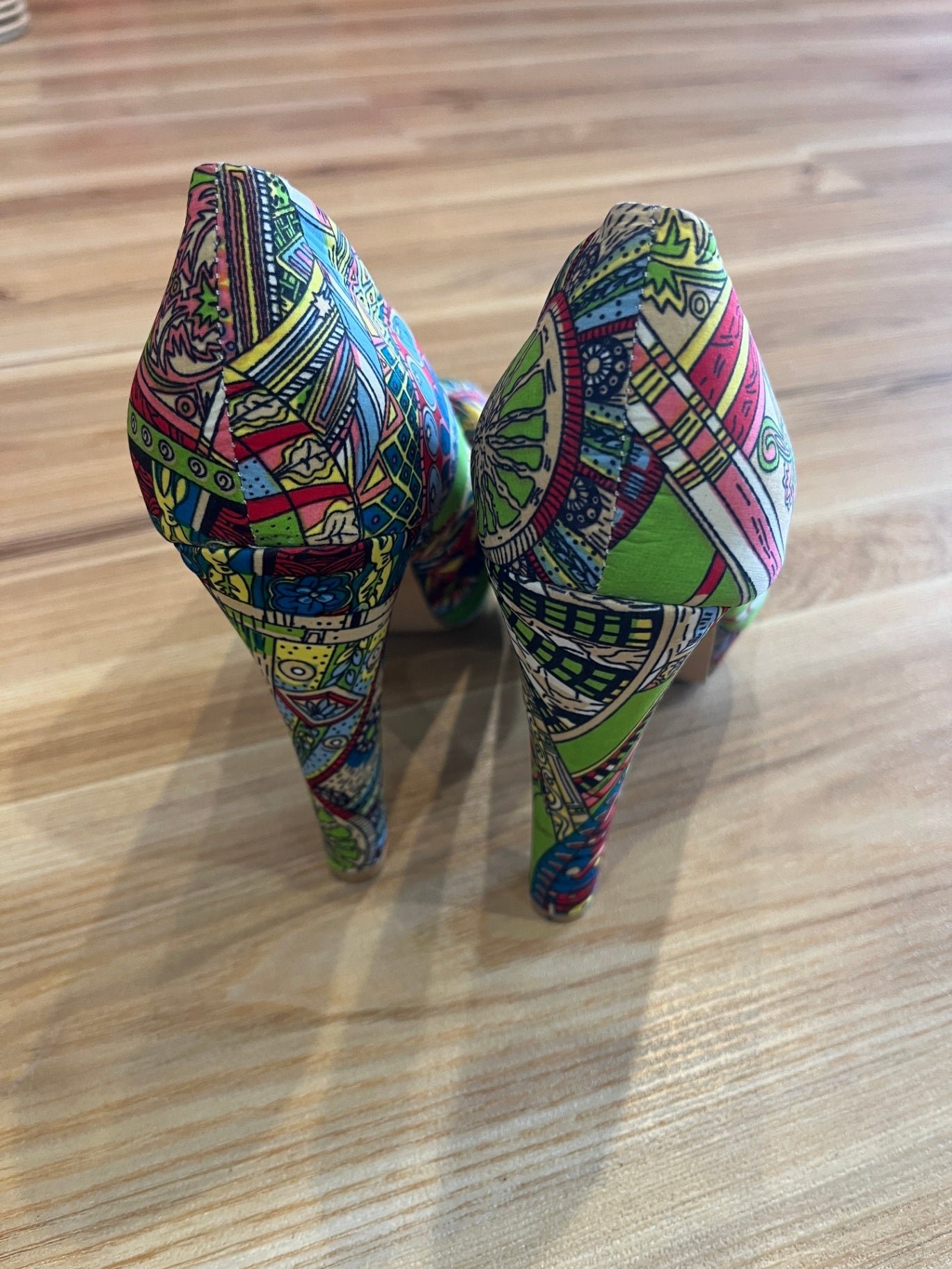 Multicolored Style Platform Peep Toe Shoes — Size 39 | Mandala Designs