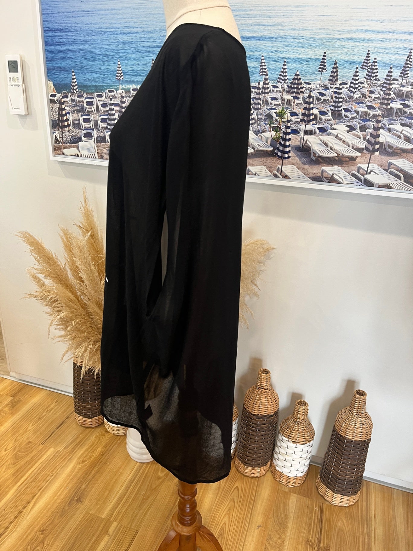 XLAB Made in NZ Black Tunic — Size 16, Round Neck