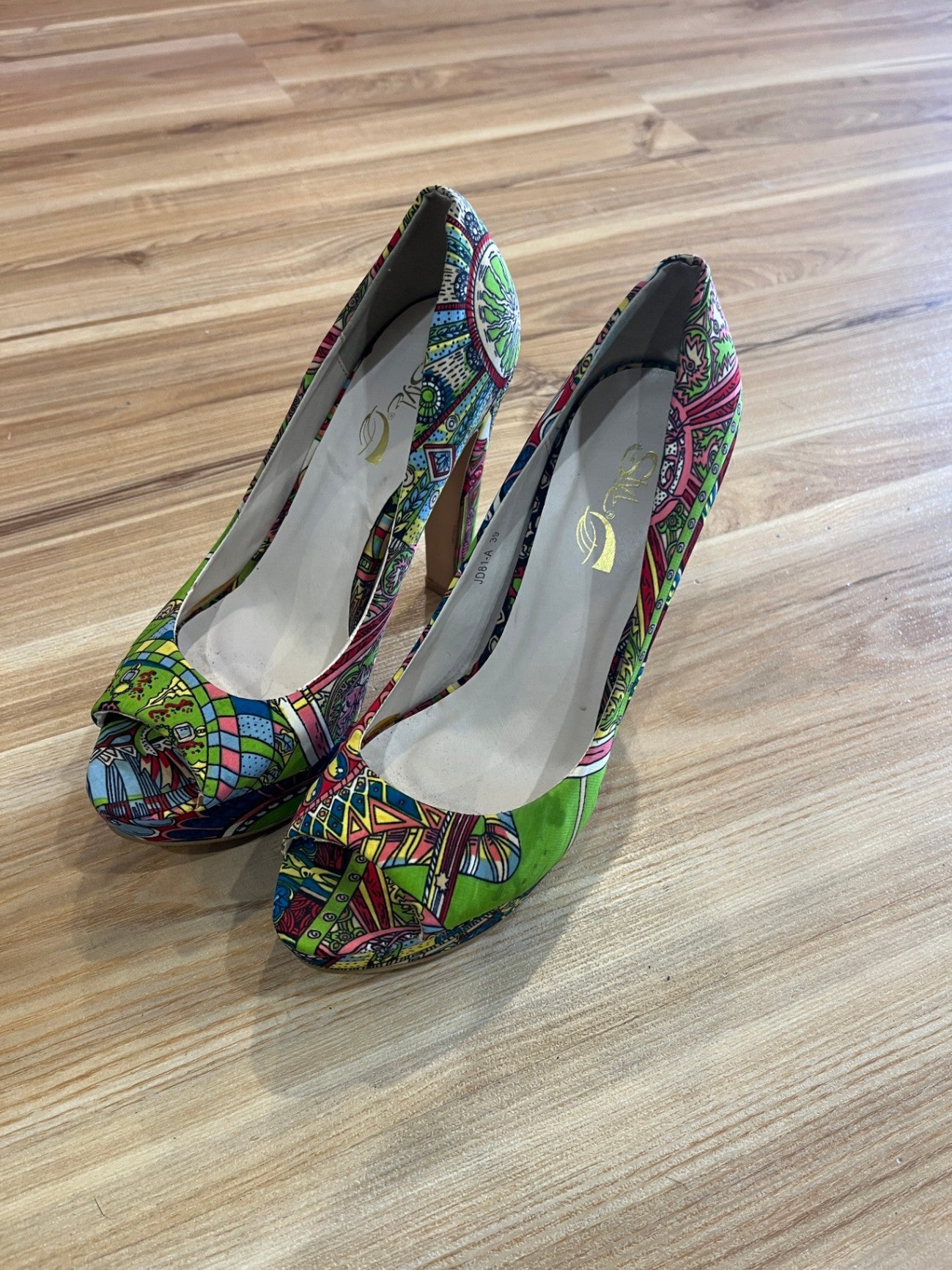 Multicolored Style Platform Peep Toe Shoes — Size 39 | Mandala Designs