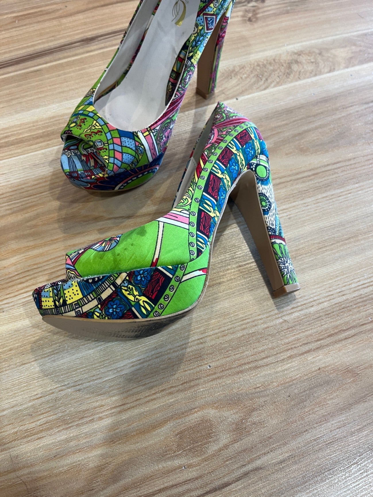 Multicolored Style Platform Peep Toe Shoes — Size 39 | Mandala Designs