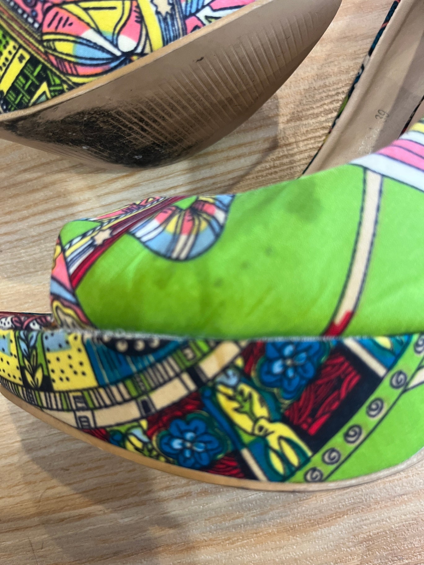 Multicolored Style Platform Peep Toe Shoes — Size 39 | Mandala Designs