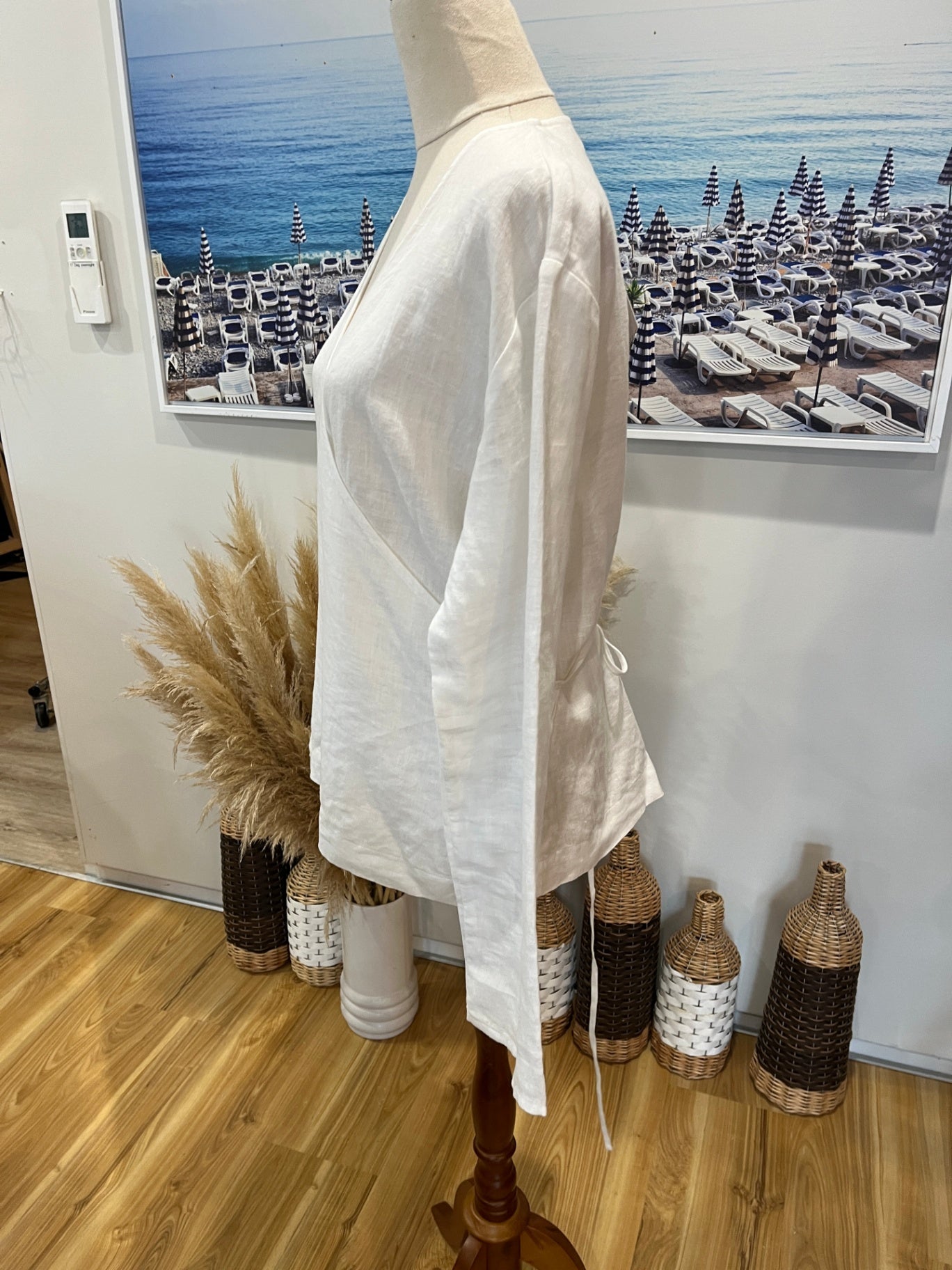 Assembly Label Wrap Linen Shirt — Size 12 White