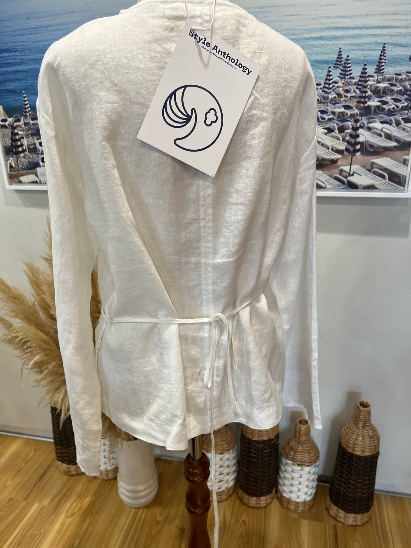 Assembly Label Wrap Linen Shirt — Size 12 White