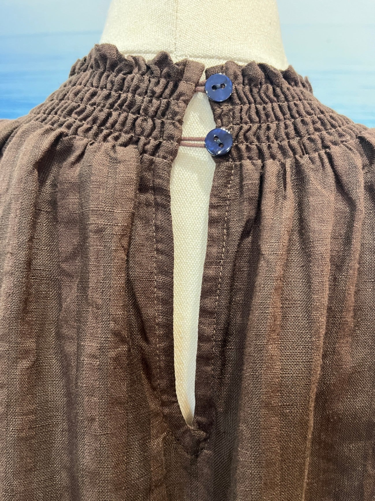 OH3 Chocolate Linen Top — Size 10