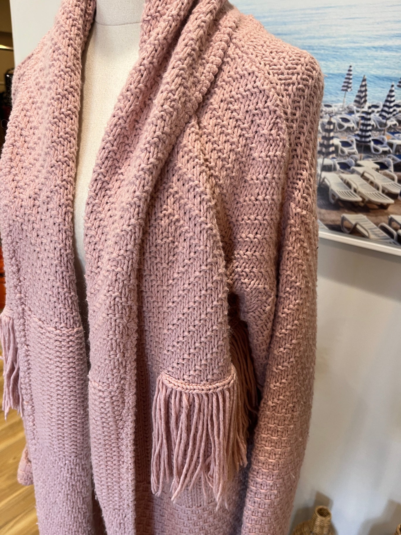 Loobie's Story Longline Cardigan — Blush Pink | Size 14 | Front Pockets