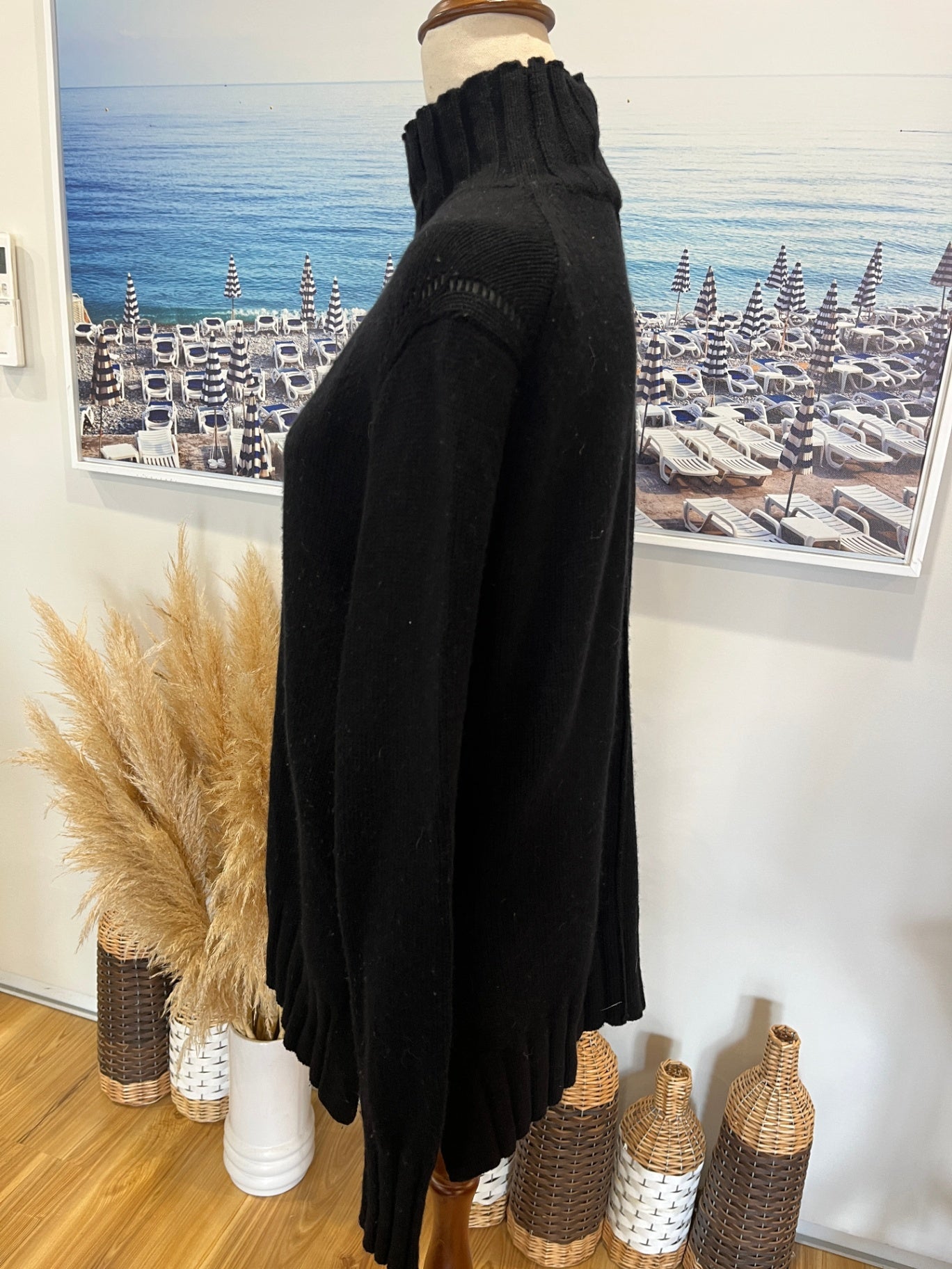 SEED Black Jumper — Size Small | 60% Wool, 100% Silk
