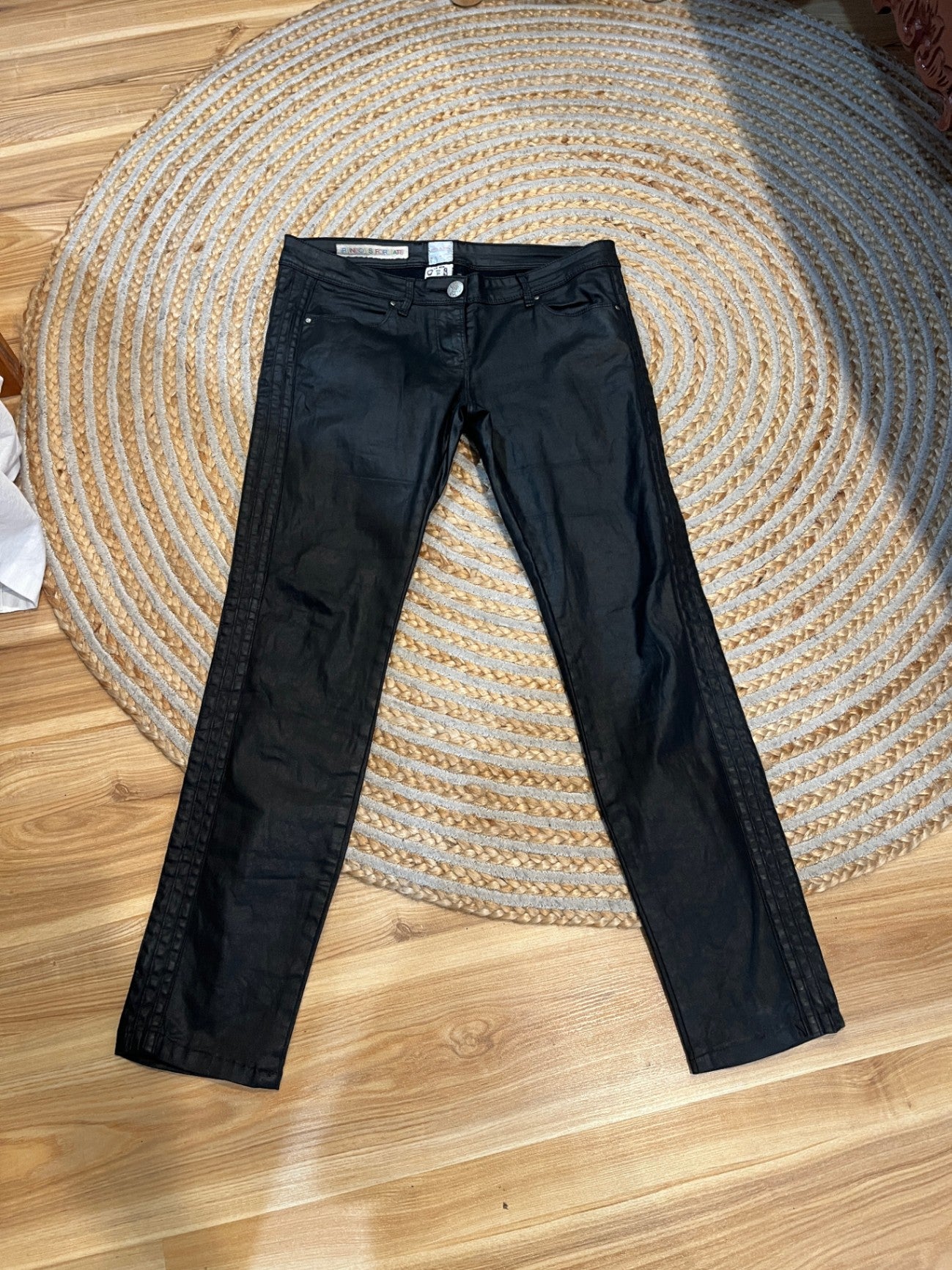 Sass & Bide Shiny Black Denim Jeans — Size 12 | Statement Style