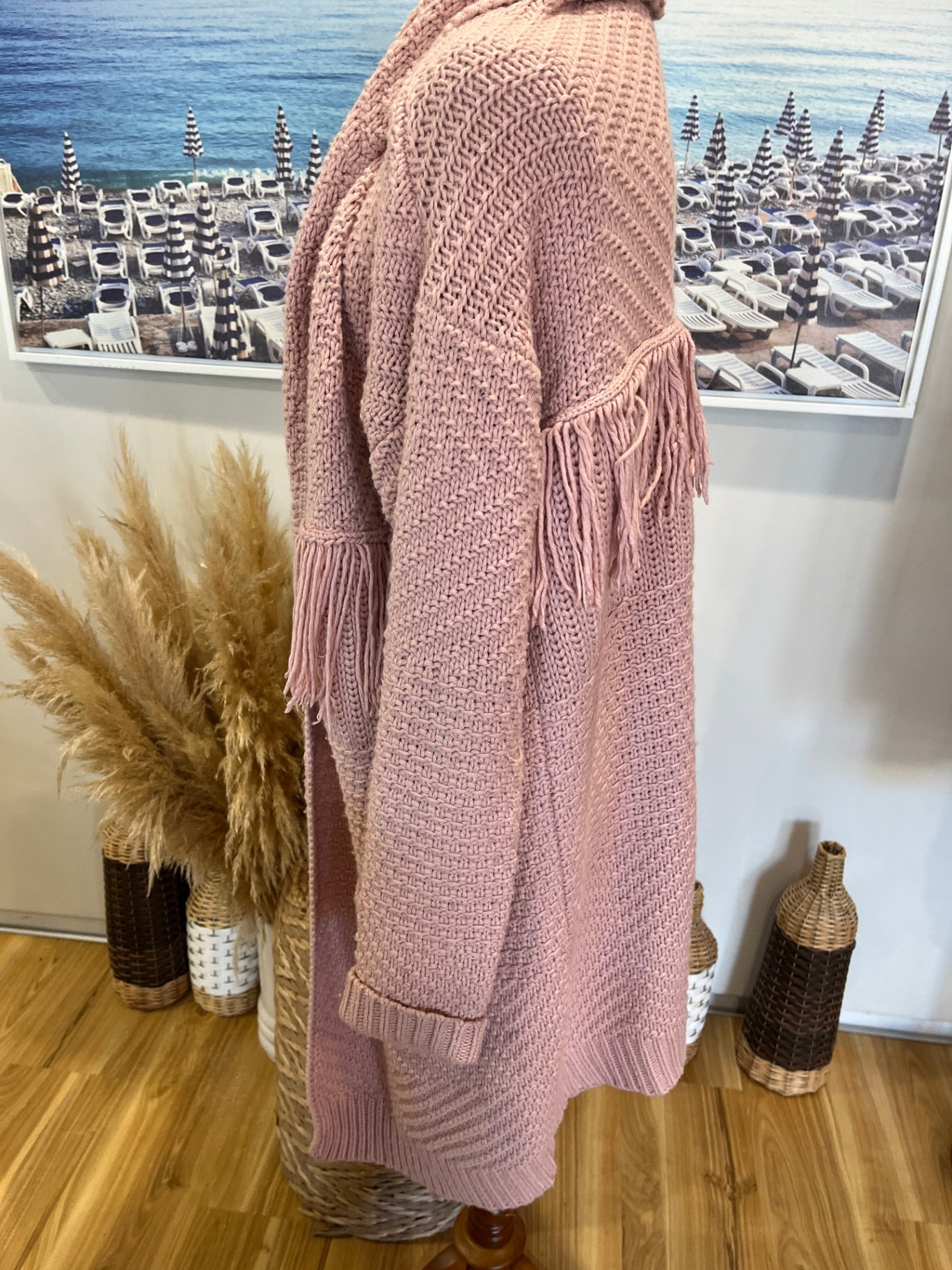 Loobie's Story Longline Cardigan — Blush Pink | Size 14 | Front Pockets
