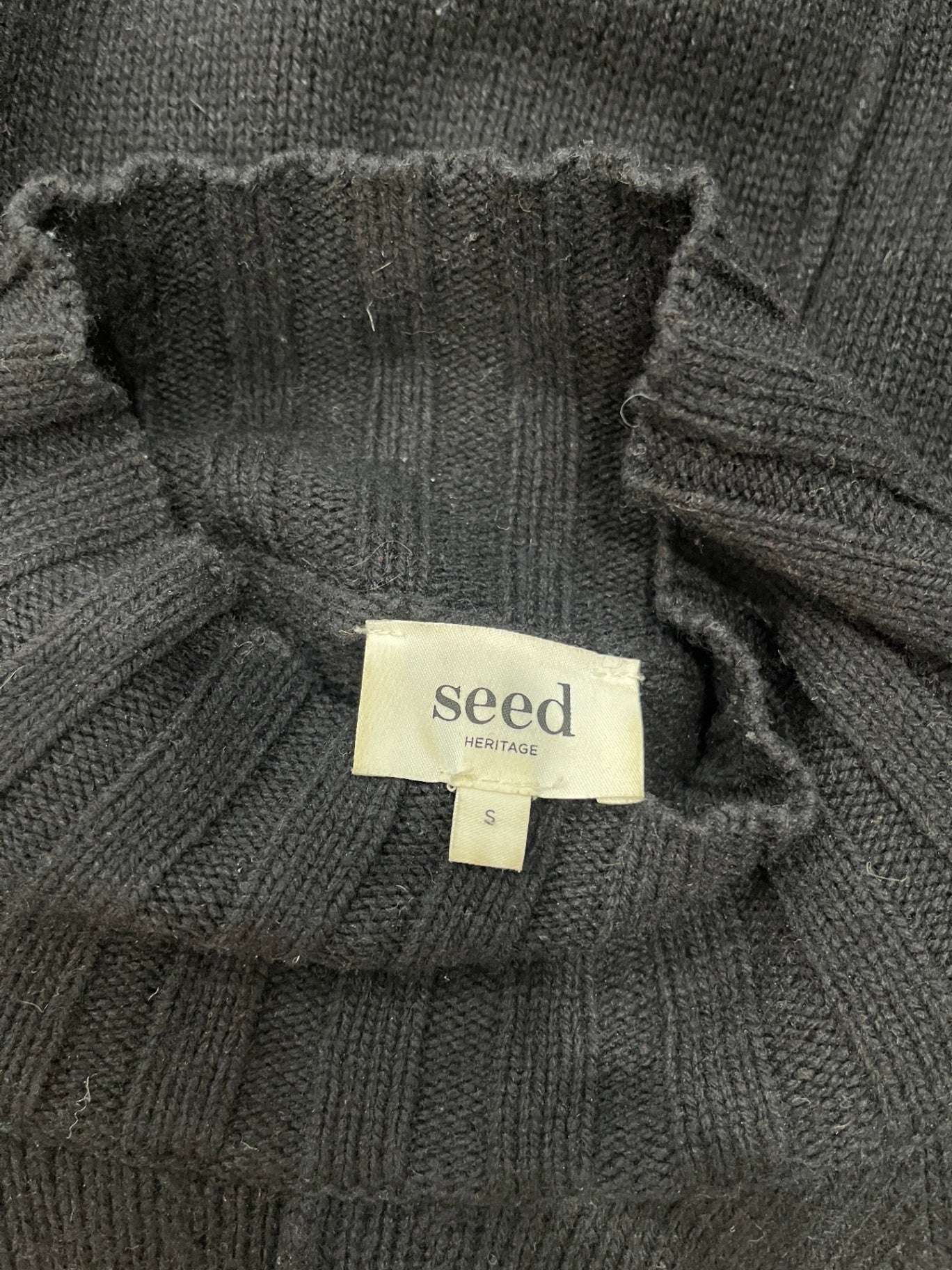 SEED Black Jumper — Size Small | 60% Wool, 100% Silk