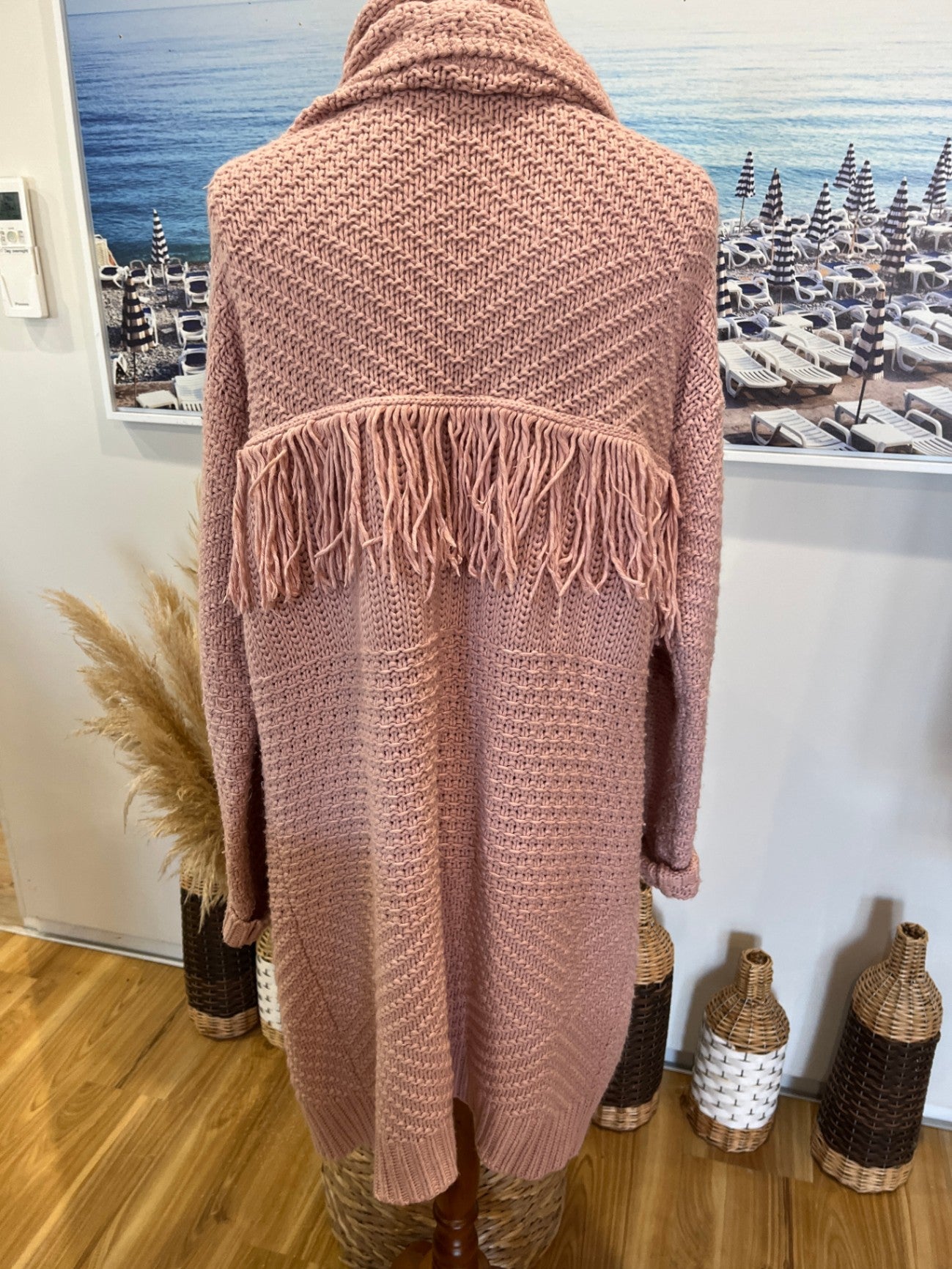 Loobie's Story Longline Cardigan — Blush Pink | Size 14 | Front Pockets