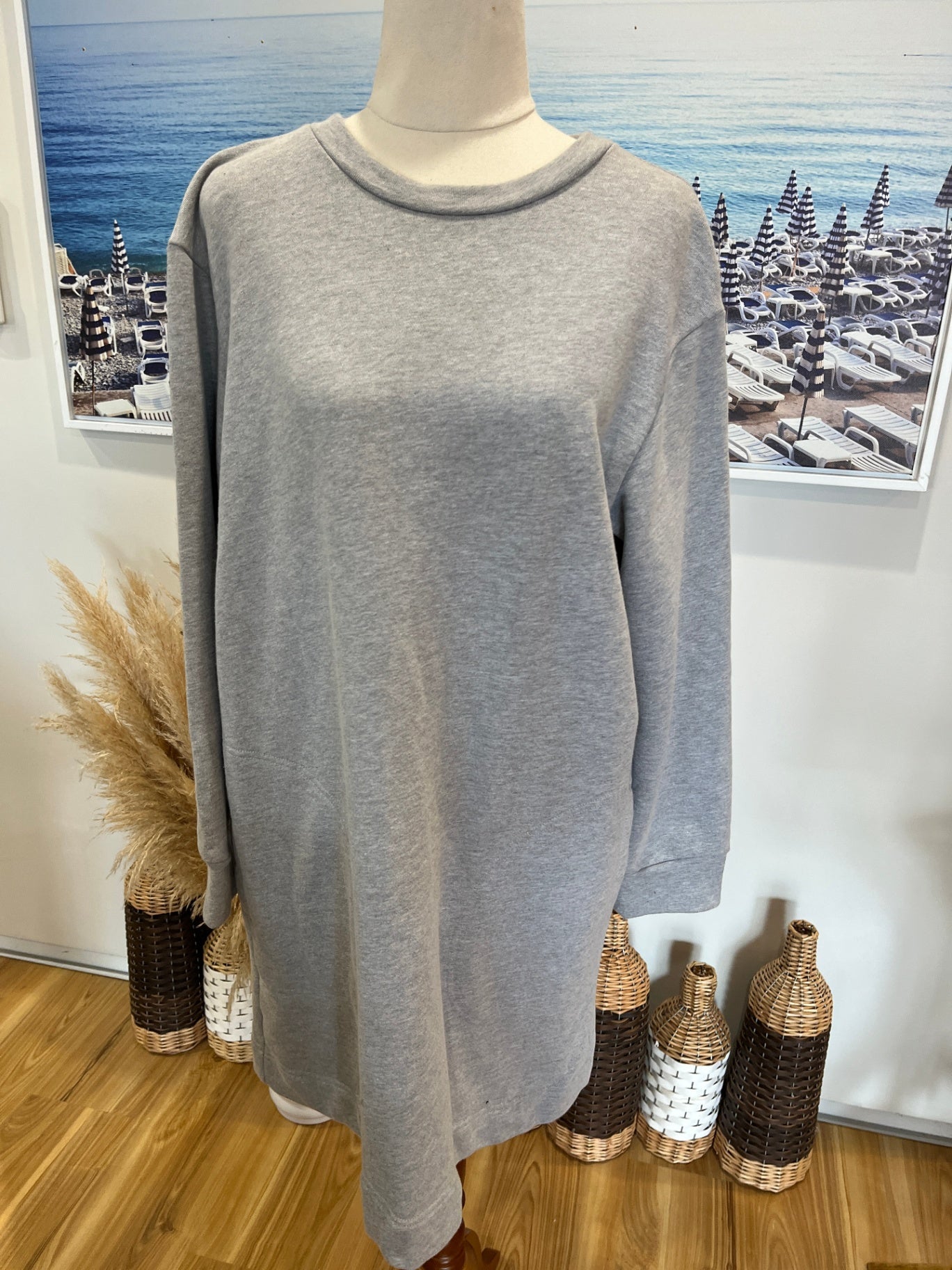 Ruby Grey Sweatshirt-Style Dress — Size 10 | 100% Cotton