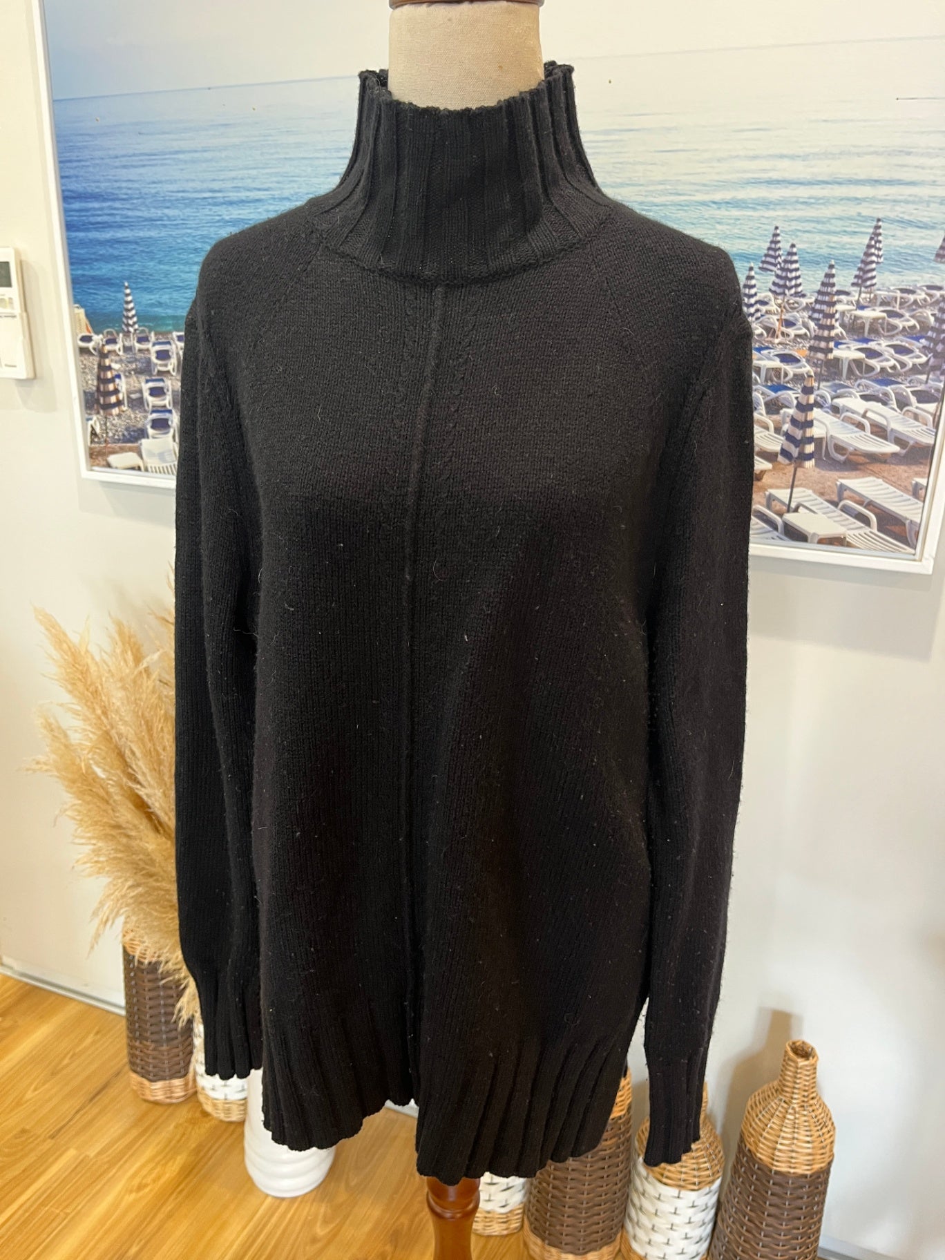 SEED Black Jumper — Size Small | 60% Wool, 100% Silk