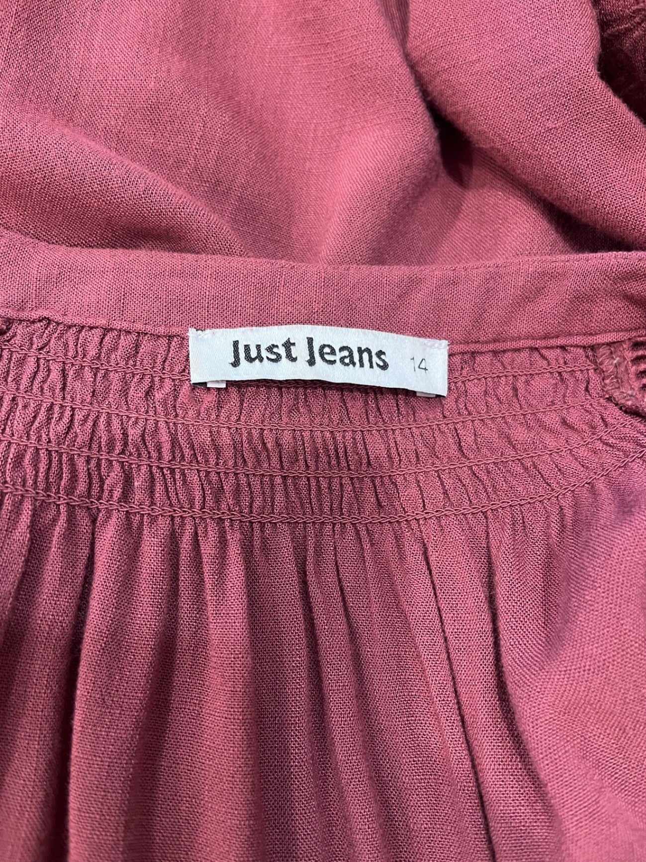 Just Jeans Muted Burgundy Boho Blouse – Size 14 | Effortless & Stylish