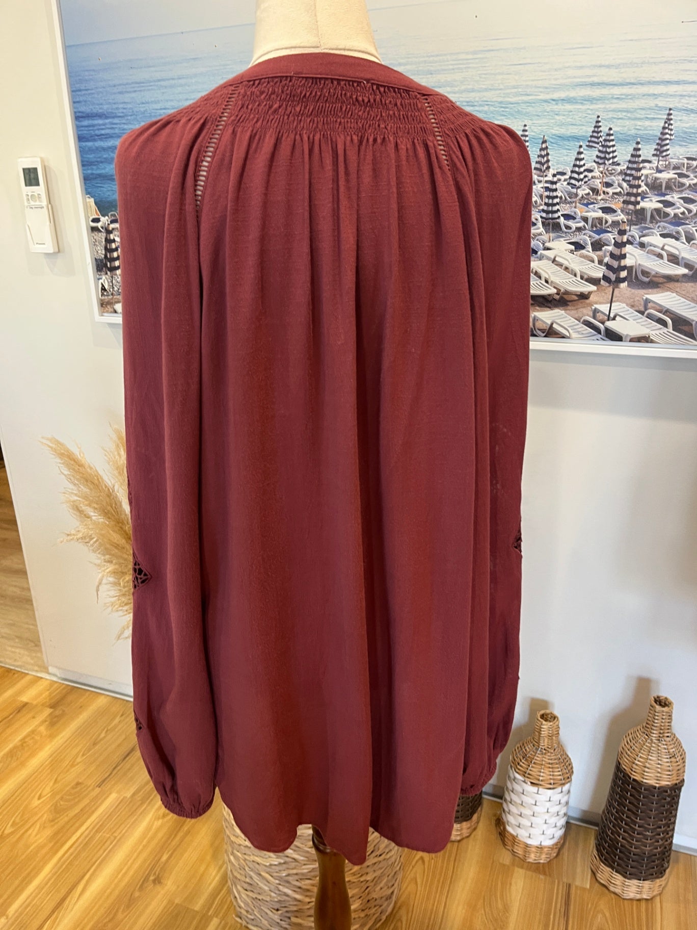 Just Jeans Muted Burgundy Boho Blouse – Size 14 | Effortless & Stylish